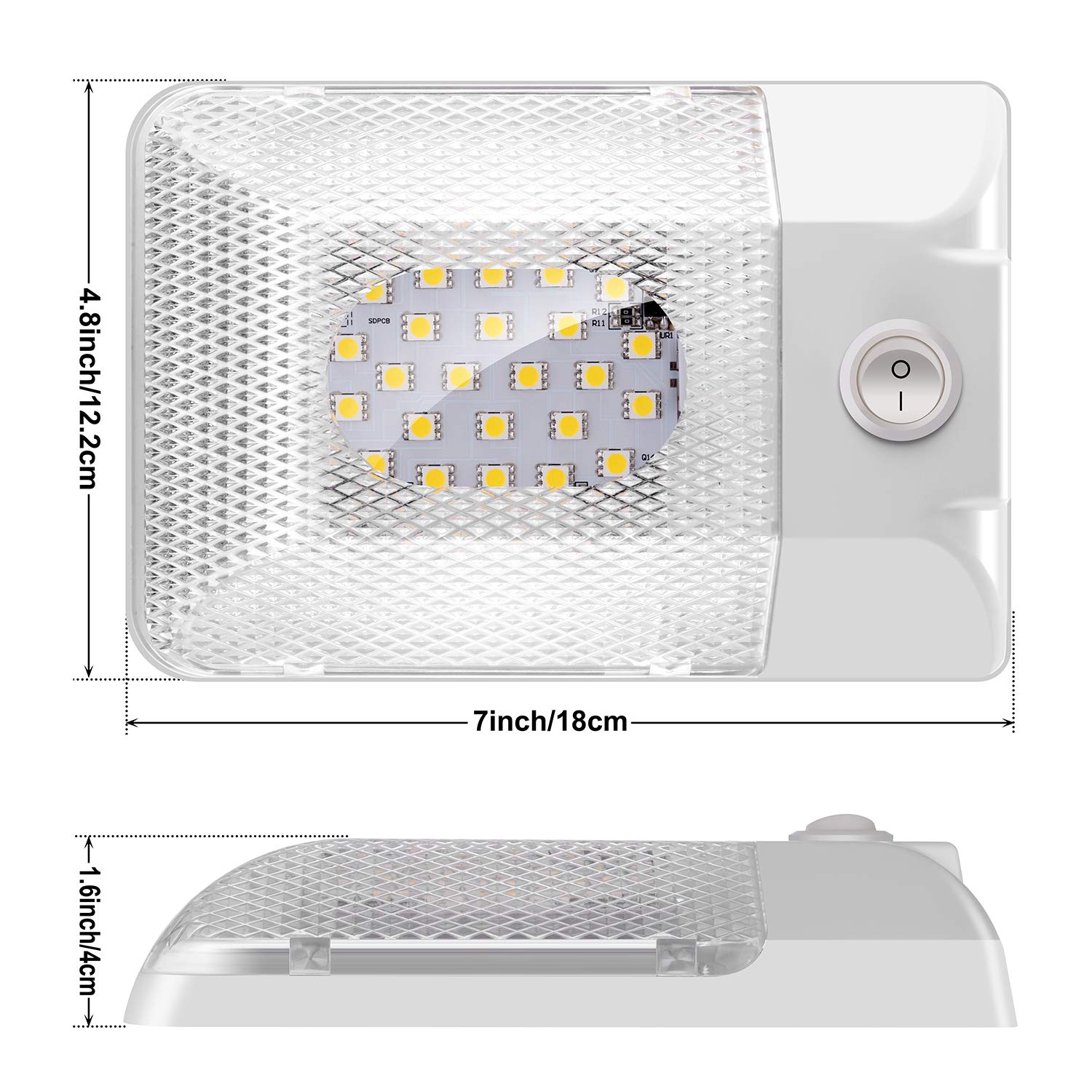 2 Pack 12V LED RV Ceiling Dome Light - 300LM Super Bright RV Interior Lighting for Camper, Trailer, Boat - Natural White - Perfect for Nighttime Reading & Cabin Illumination