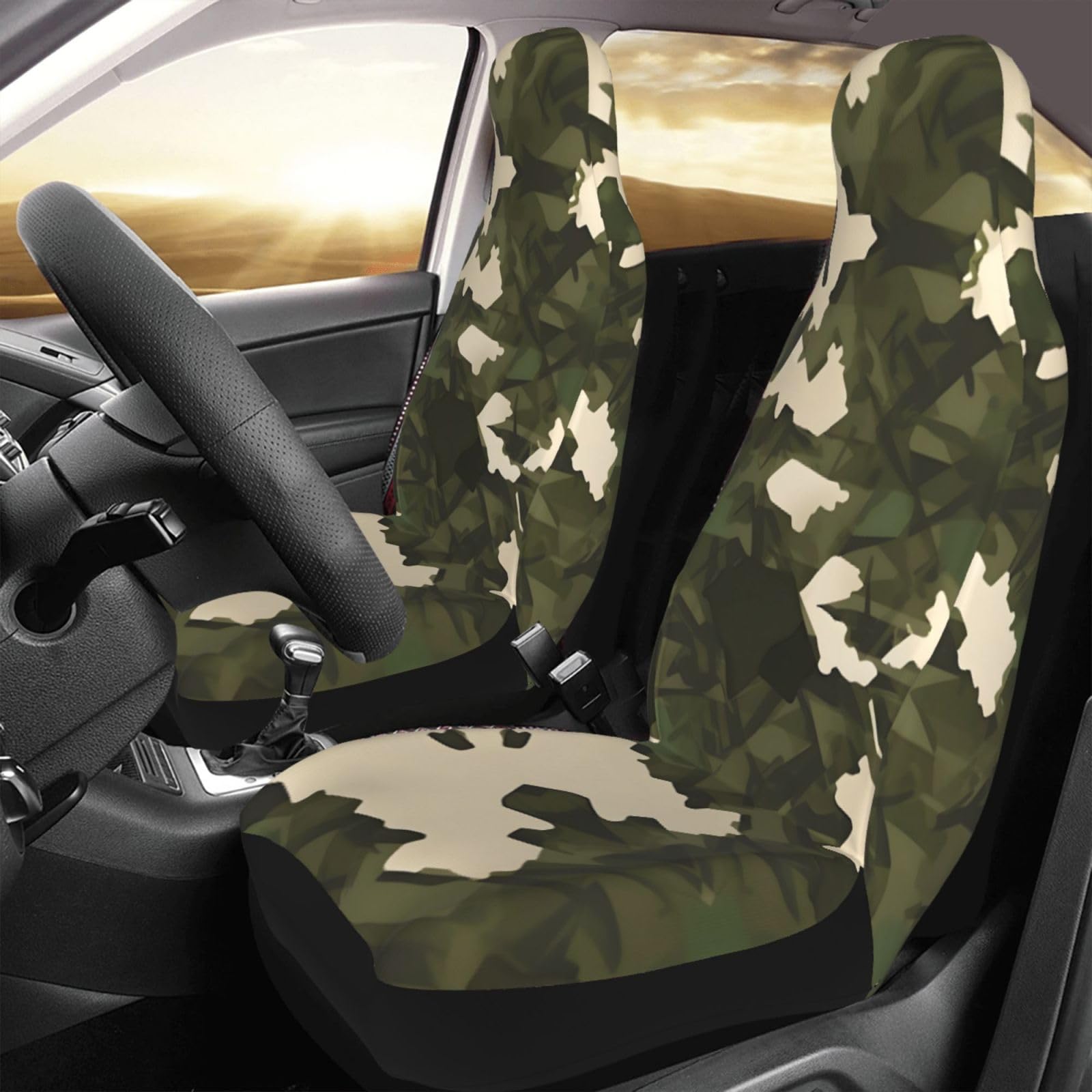 Army Camouflage Universal Car Seat Covers - Durable Front Seat Protectors for Cars, SUVs, Sedans & Trucks - Breathable Auto Interior Accessories for Outdoor Adventures & Military Style Enthusiasts