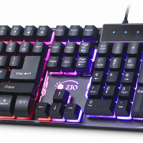 Zio Korean English Gaming Keyboard - USB Wired LED Backlit Membrane Keyboard for PC, Laptop, Office & Gaming (Black)