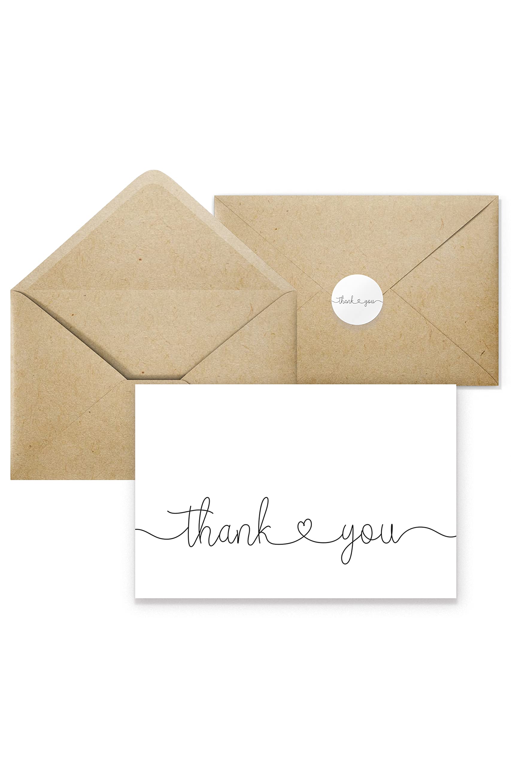 20 Pack Thank You Cards with Kraft Envelopes & Stickers - 4x6 Inch Professional Greeting Cards for Business, Baby Shower, Wedding, Graduation, Funeral - Perfect for Corporate Gifts, Party Favors & Special Occasions