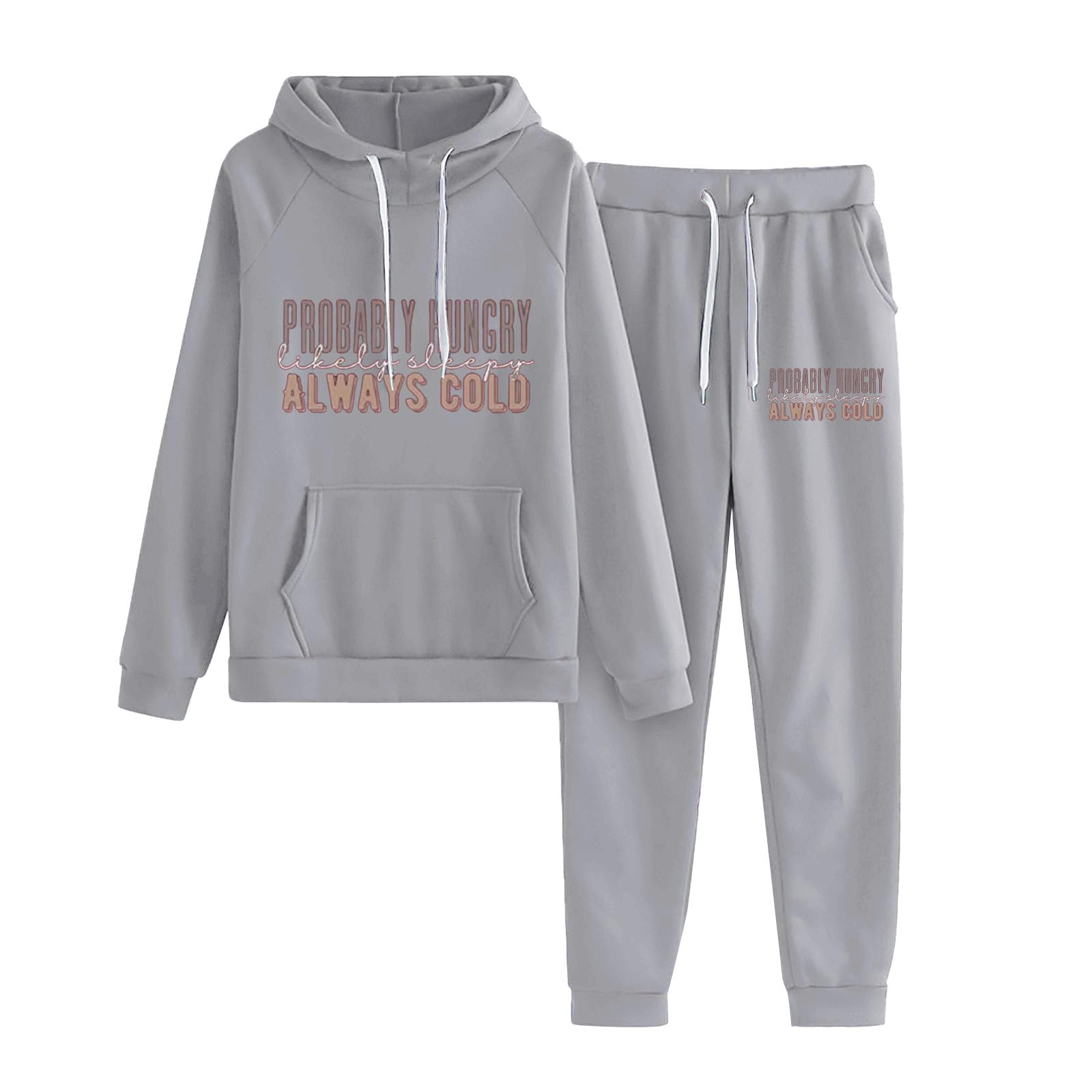 Women's 2-Piece Solid Color Sweatsuit Set - Zip Up Hoodie & Jogger Pants Athletic Outfit for Gym, Running & Casual Wear