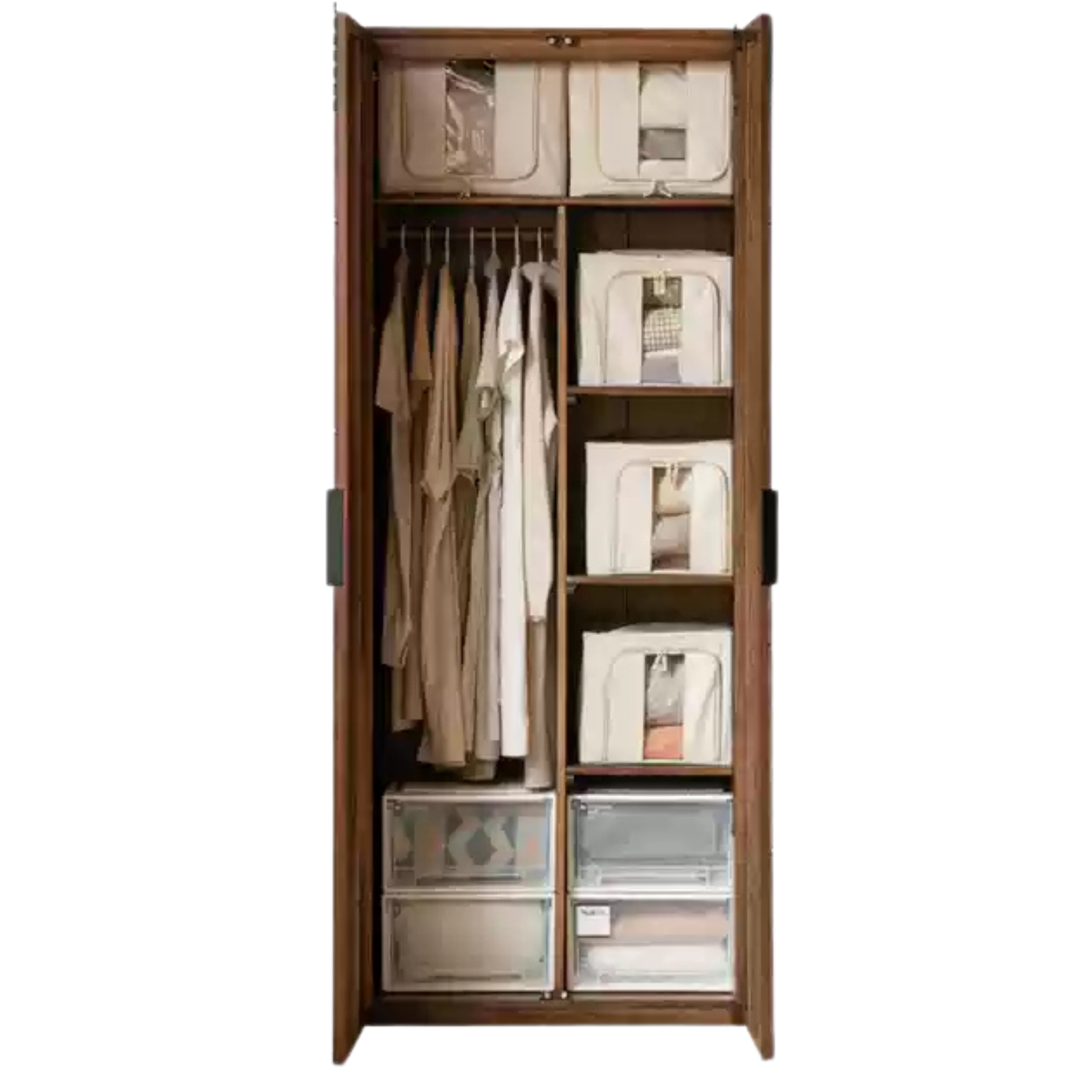 Premium Black Walnut Solid Wood Wardrobe & Storage Cabinet - Spacious Closet Organizer for Bedroom, Living Room, and Office