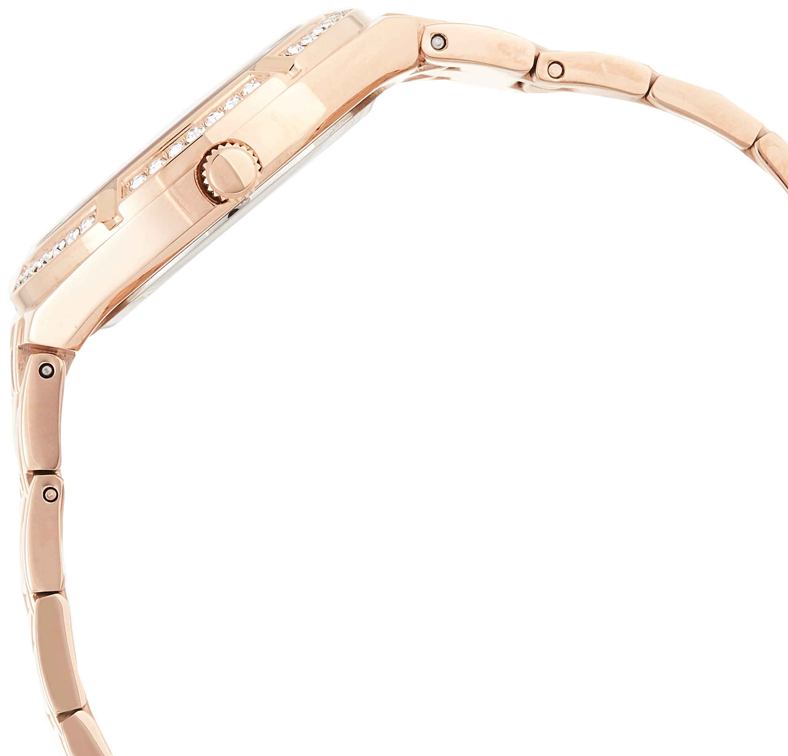 GUESS Women's Blue & Rose Gold-Tone Crystal Accented Silicone Watch - Elegant Fashion Accessory for Everyday Wear, Office & Special Occasions