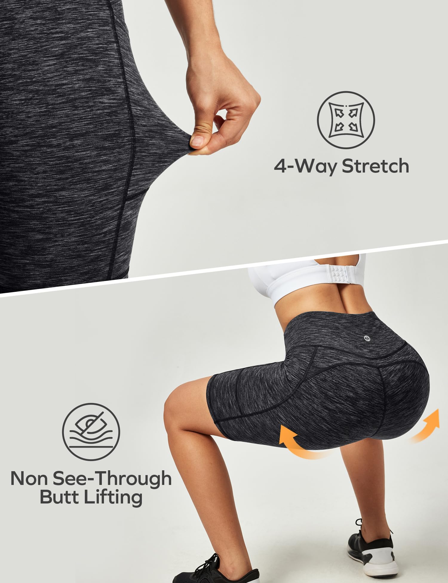Ewedoos Women's High Waisted Biker Shorts - Tummy Control Compression Workout Shorts with 3 Pockets for Gym, Running & Yoga | Perfect for Activewear & Casual Wear
