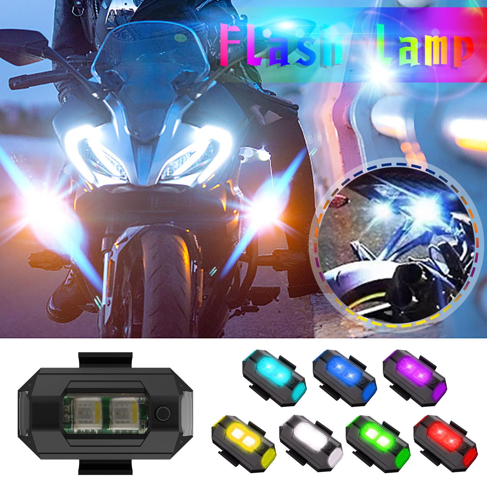 2024 New USB Rechargeable Waterproof LED Anti-Collision Warning Lights - 7 Color Wireless Strobe Lights with Remote Control for Cars, Trucks & Emergency Vehicles (1PC) - Perfect for Night Driving, Roadside Emergencies & Vehicle Safety
