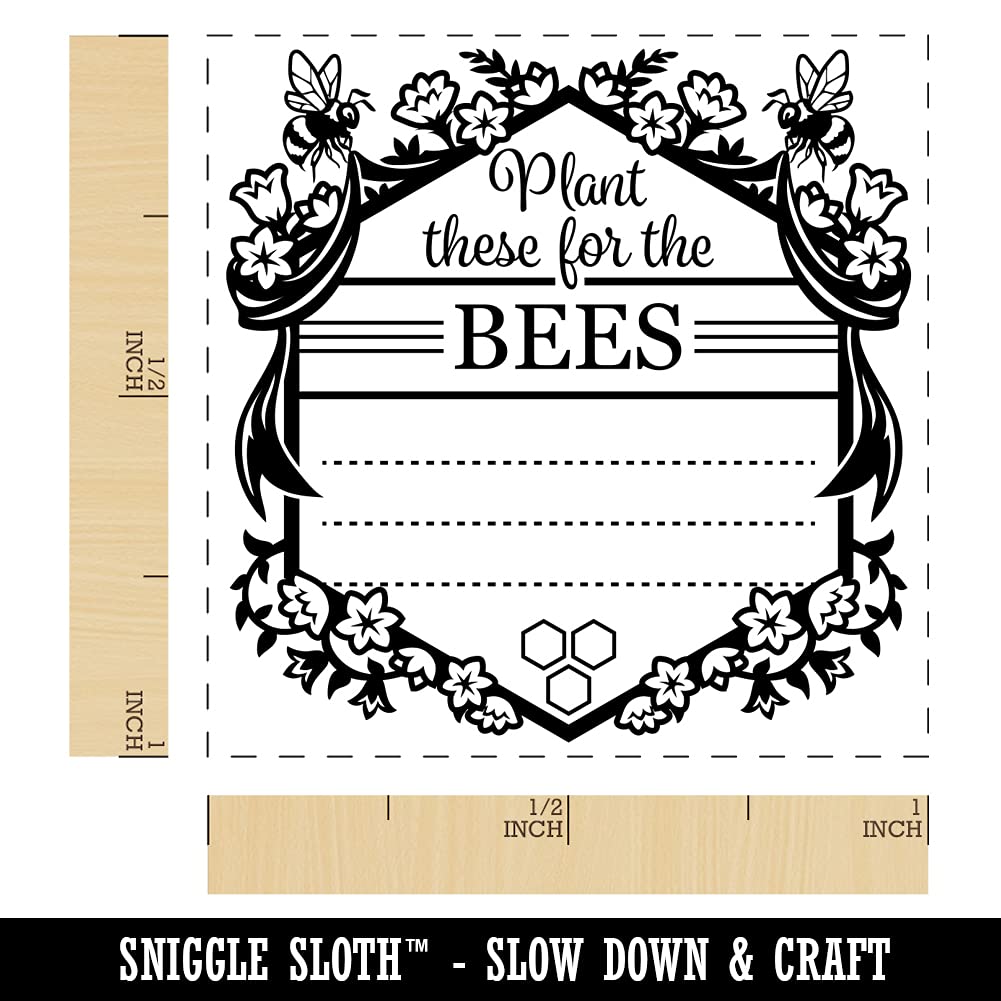 Plant These for The Bees Seed Packet - 1 Inch Small Self-Inking Rubber Stamp with Red Ink - Perfect for Gardening, DIY Crafts, and Eco-Friendly Gift Wrapping