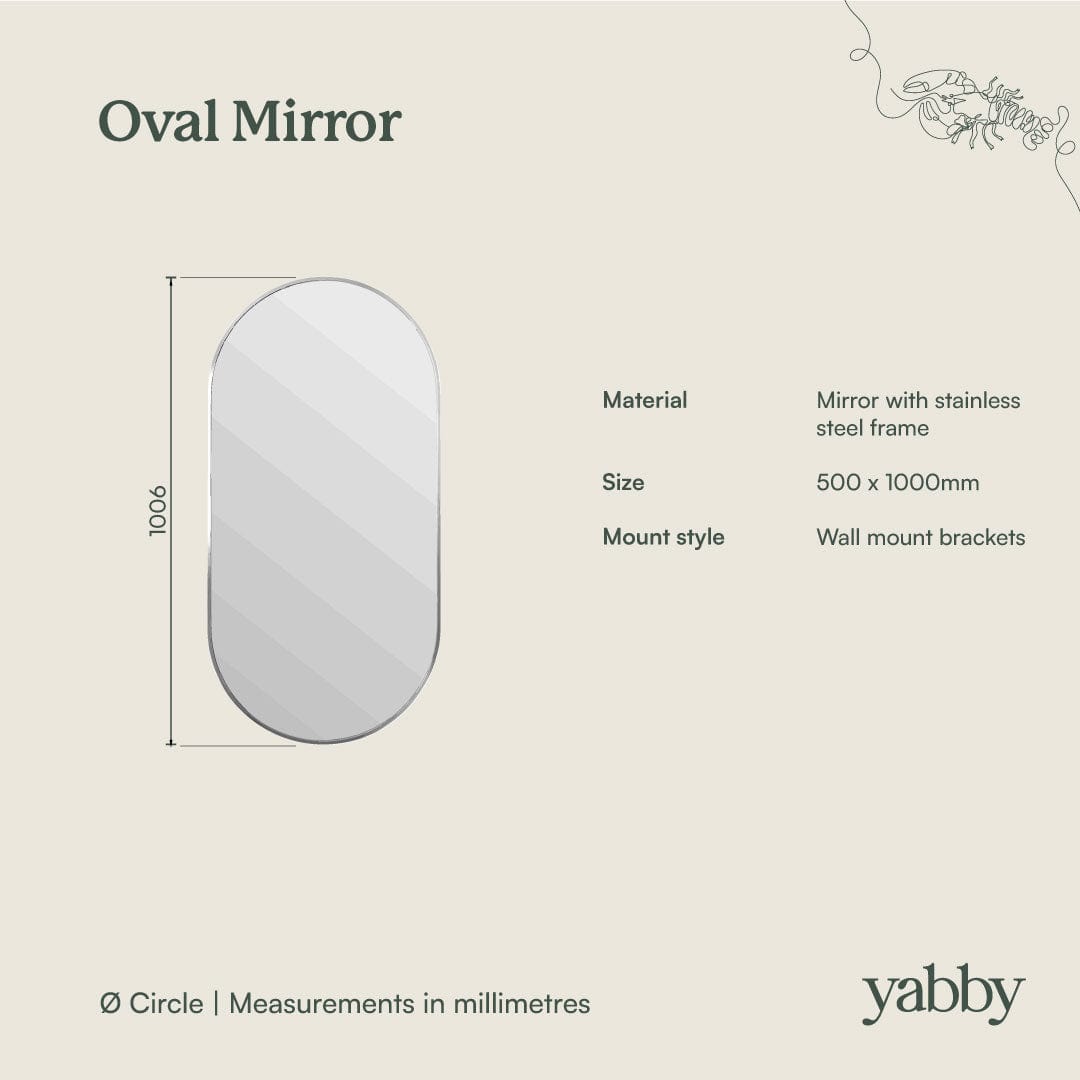 Modern Oval Wall Mirror - Matte White Finish - Perfect for Bedroom, Bathroom & Living Room Decor