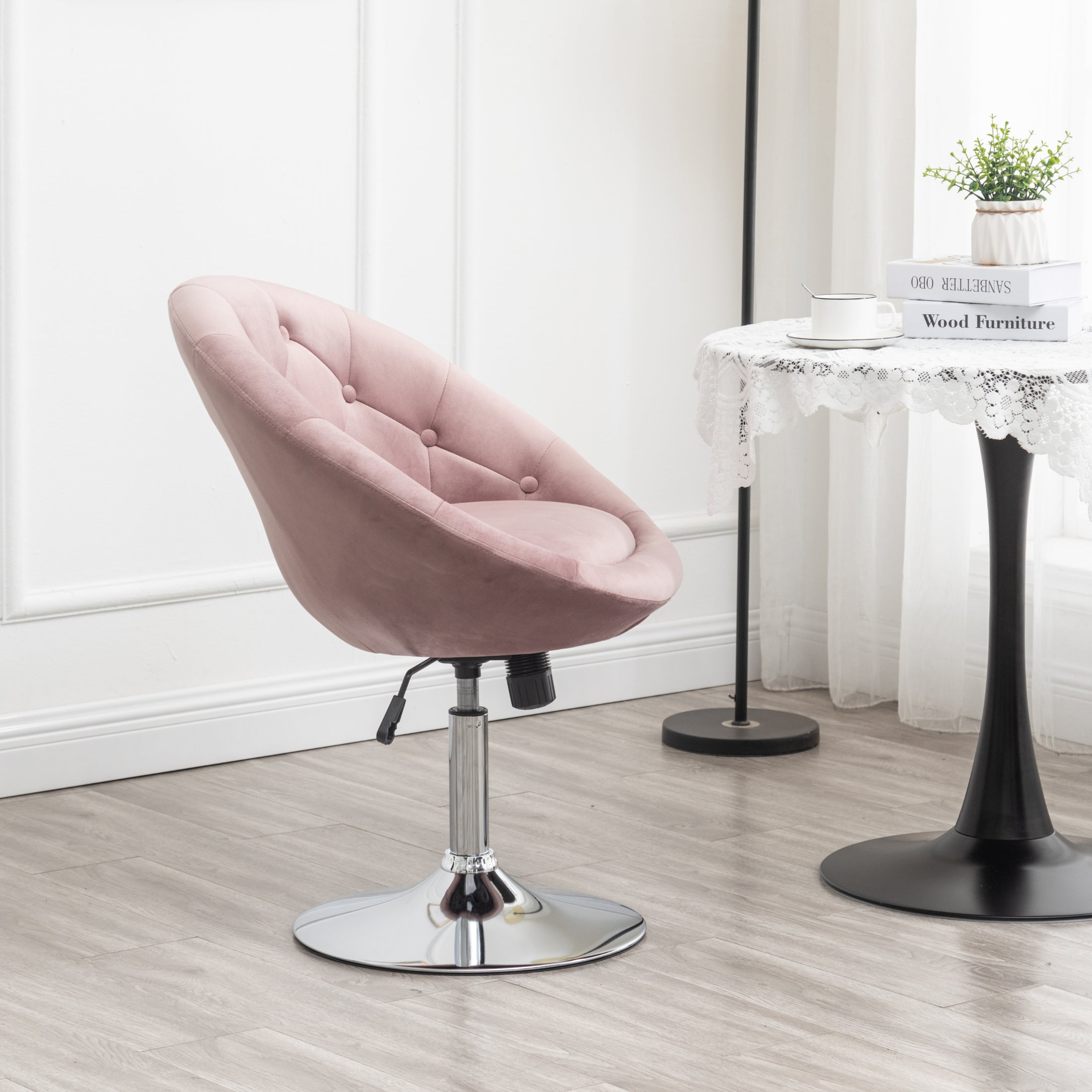 Roundhill Furniture Noas Velvet Upholstered Tufted Back Swivel Accent Chair - Modern Living Room Lounge Chair for Home Office, Bedroom & Reading Nook