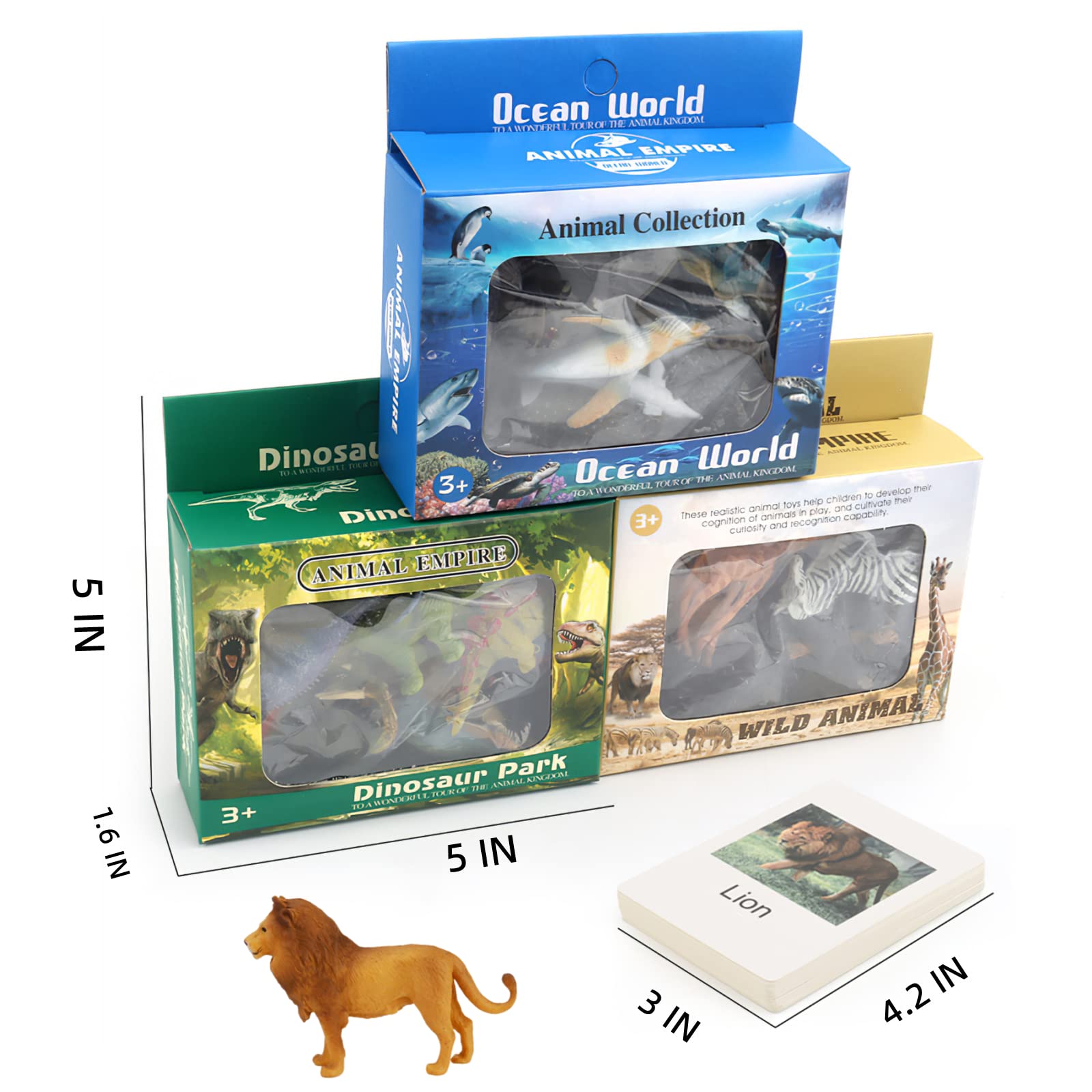 36-Piece Small Animal Figurines Set - Realistic Plastic Dinosaur, Zoo, Jungle & Ocean Animals for Kids - Preschool Learning Toys, STEM Science Matching Game - Perfect for Classroom, Birthday Gifts & Sensory Play