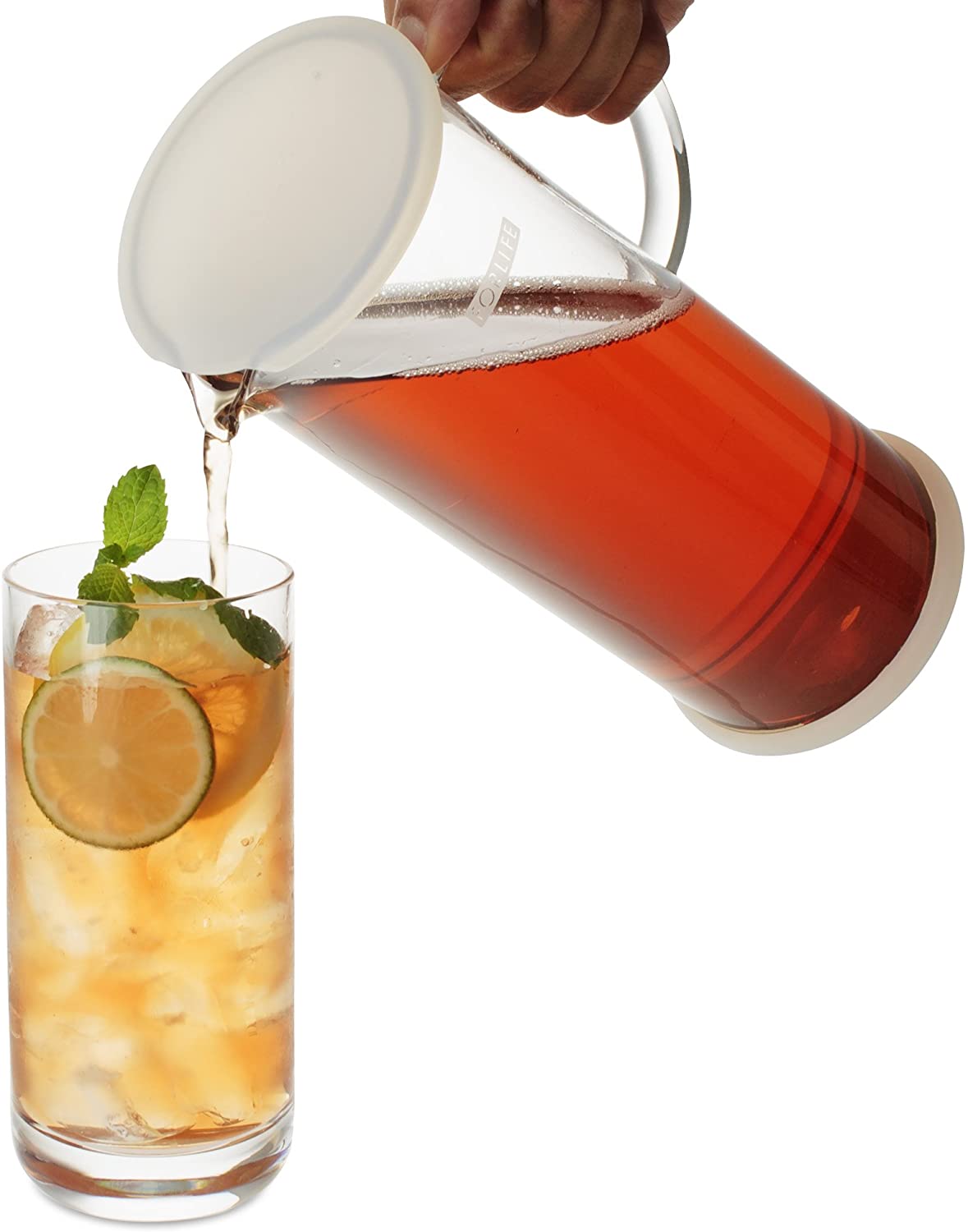 FORLIFE LUCENT 48oz Glass Iced Tea Pitcher with Removable Tea Infuser - BPA Free, Perfect for Iced Tea, Lemonade & Cold Brew - Great for Summer Parties, BBQs & Outdoor Gatherings