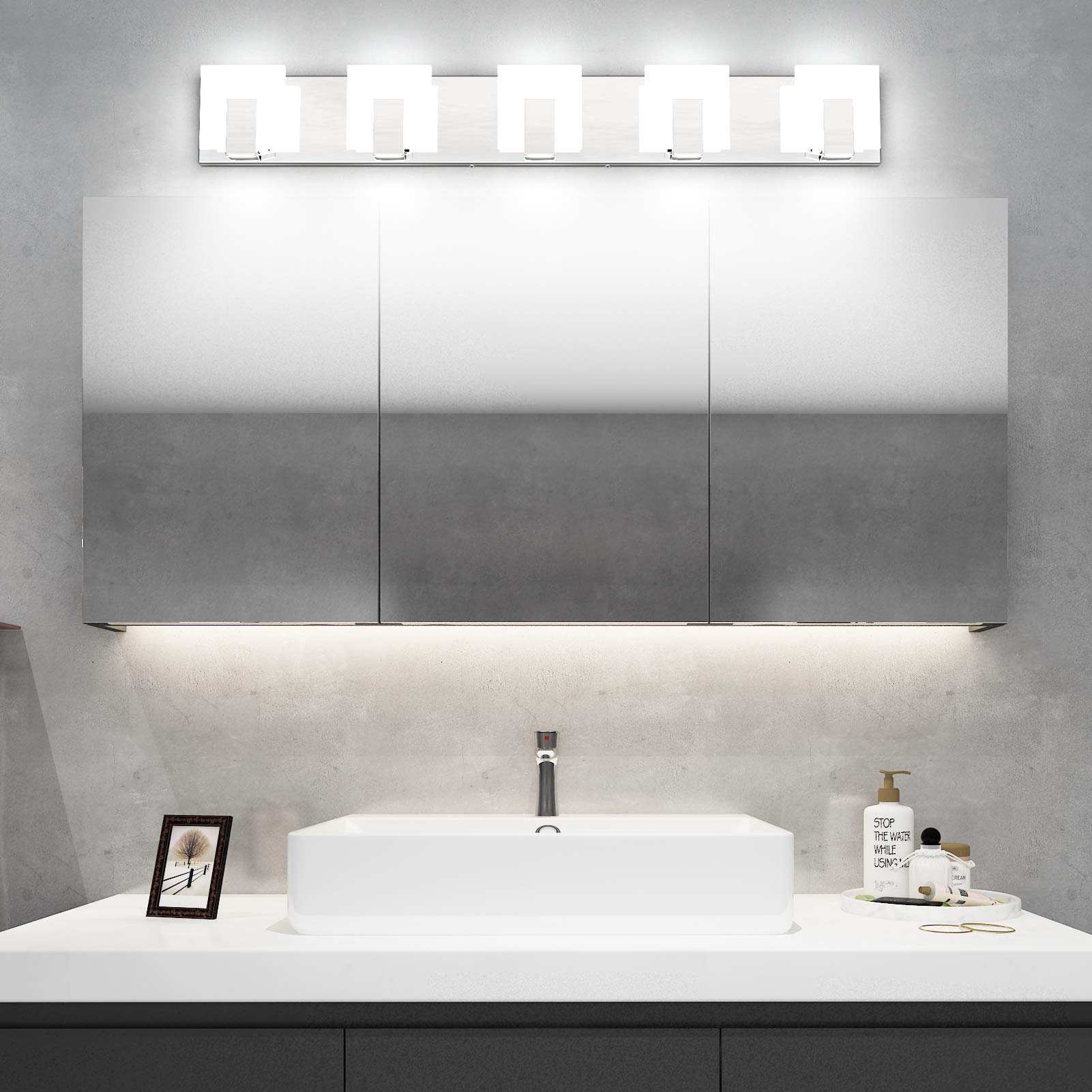 Aipsun Modern LED Vanity Light - Frosted White Acrylic Bathroom Wall Light Fixture with Up & Down Lighting - Perfect for Mirror Illumination in Bathrooms & Dressing Rooms