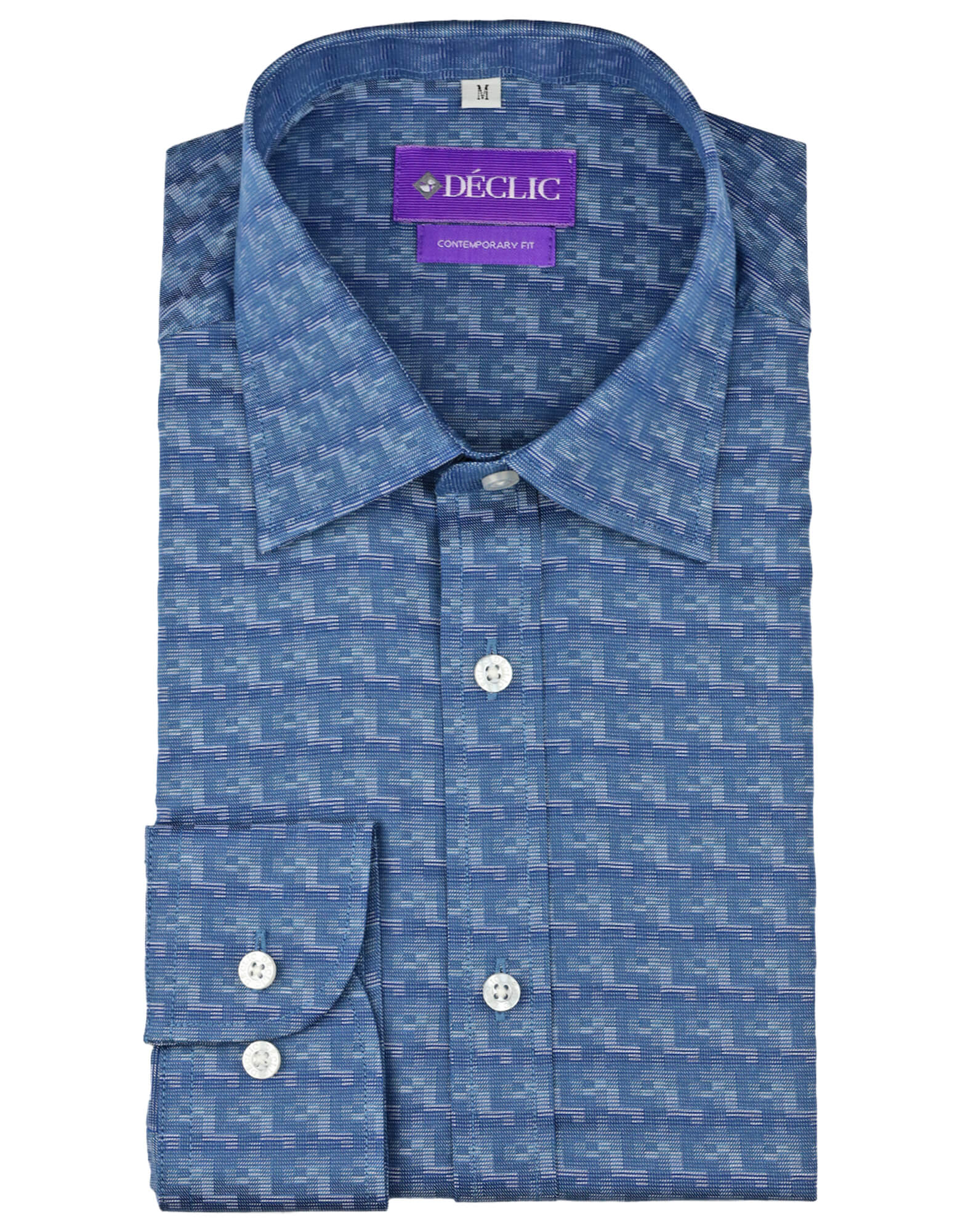 DÉCLIC Tronx Stylish Patterned Shirt for Men - Trendy Blue Casual Button-Up Shirt | Perfect for Office, Date Night & Weekend Outings