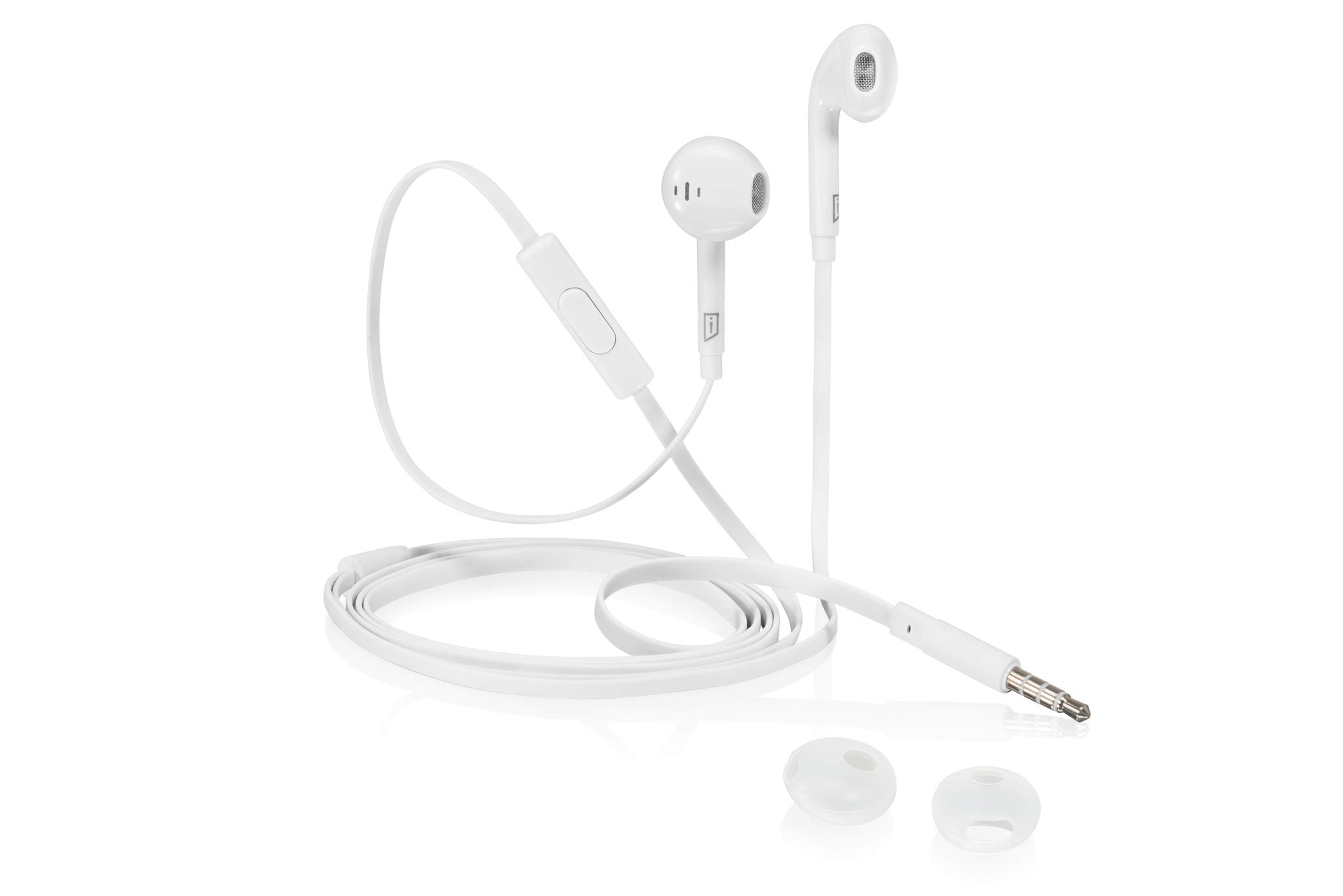 iStore Tangle Free Earbuds with Microphone - White Noise Cancelling Headphones for iPhone, iPad, Laptop, Tablet - Perfect for Workouts, Commuting & Online Classes (AEH036CAI)
