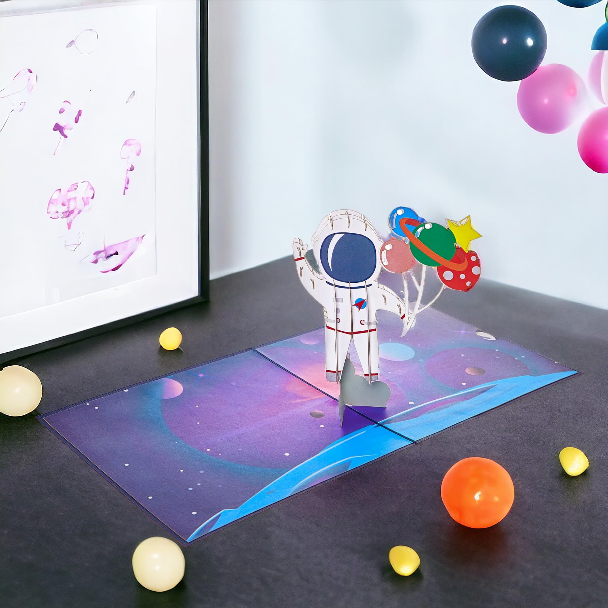 Spaceman Birthday Pop Up Card - 3D Space Shuttle & Astronaut Greeting Card for Kids | Fun & Unique Birthday Gift for Boys, Grandsons, Space Enthusiasts | Perfect for Birthdays, Space-Themed Parties & Special Occasions