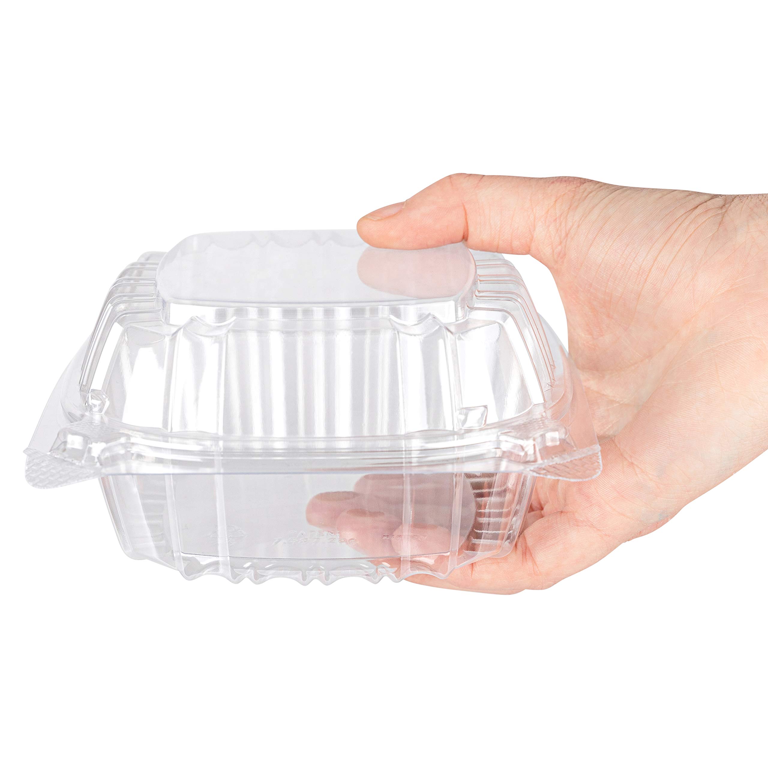Eco-Friendly Disposable Plastic Takeout Containers with Clear Hinged Lids - 25 Pack Square Clamshell Food Boxes for Restaurant, Catering & Home Use - Perfect for Cakes, Desserts, Sandwiches & Party Snacks - Microwave Safe & Leak-Proof Design