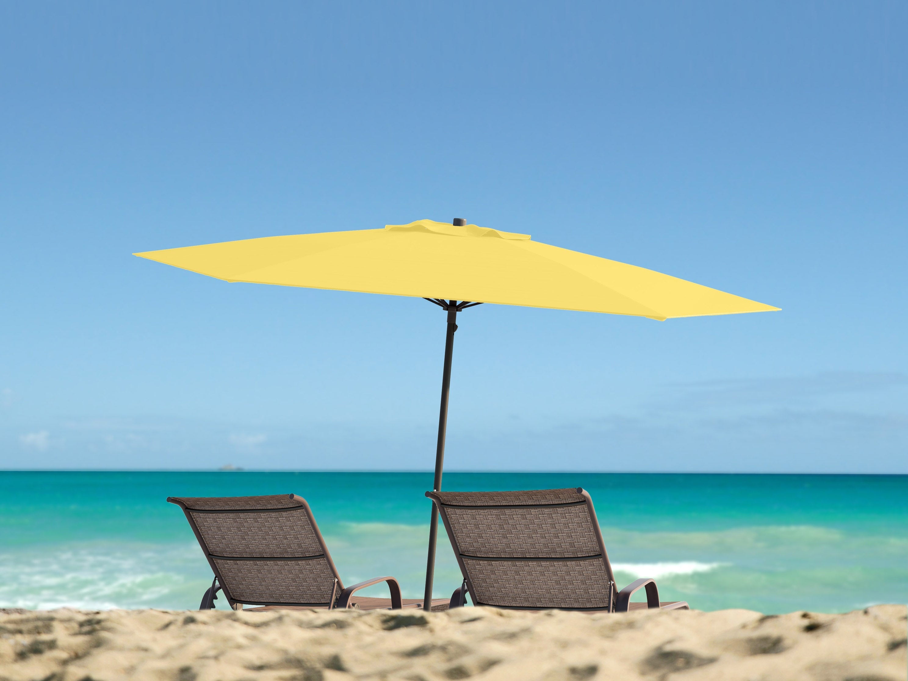 7.5ft Yellow Beach Umbrella - UV Protection, Windproof, Portable Sun Shade for Outdoor, Pool, Sand and Summer Vacation - Perfect for Beach, Picnic, Backyard and Patio