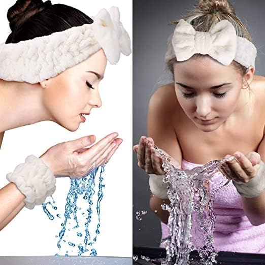 OLAFUR® Women's 3-Piece Microfiber Headband & Wristband Set - Soft Skincare & Makeup Accessories for Face Washing, Spa, Beauty Routine & Daily Use