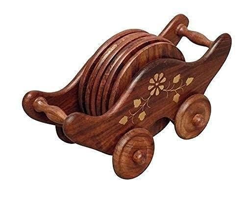 Handcrafted Wooden Tea Coaster Set - Natural Brown Kitchen & Bar Accessories for Hot & Cold Drinks, Home Decor, Dining Table Protection, Gift Idea for Tea & Coffee Lovers