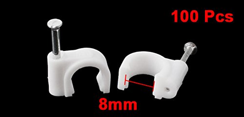 100 Pcs PVC 8mm Cable Wire Tubing Pipe C Clamps Nail Clips - White - Organize & Secure Cables for Home, Office & Workshop Use