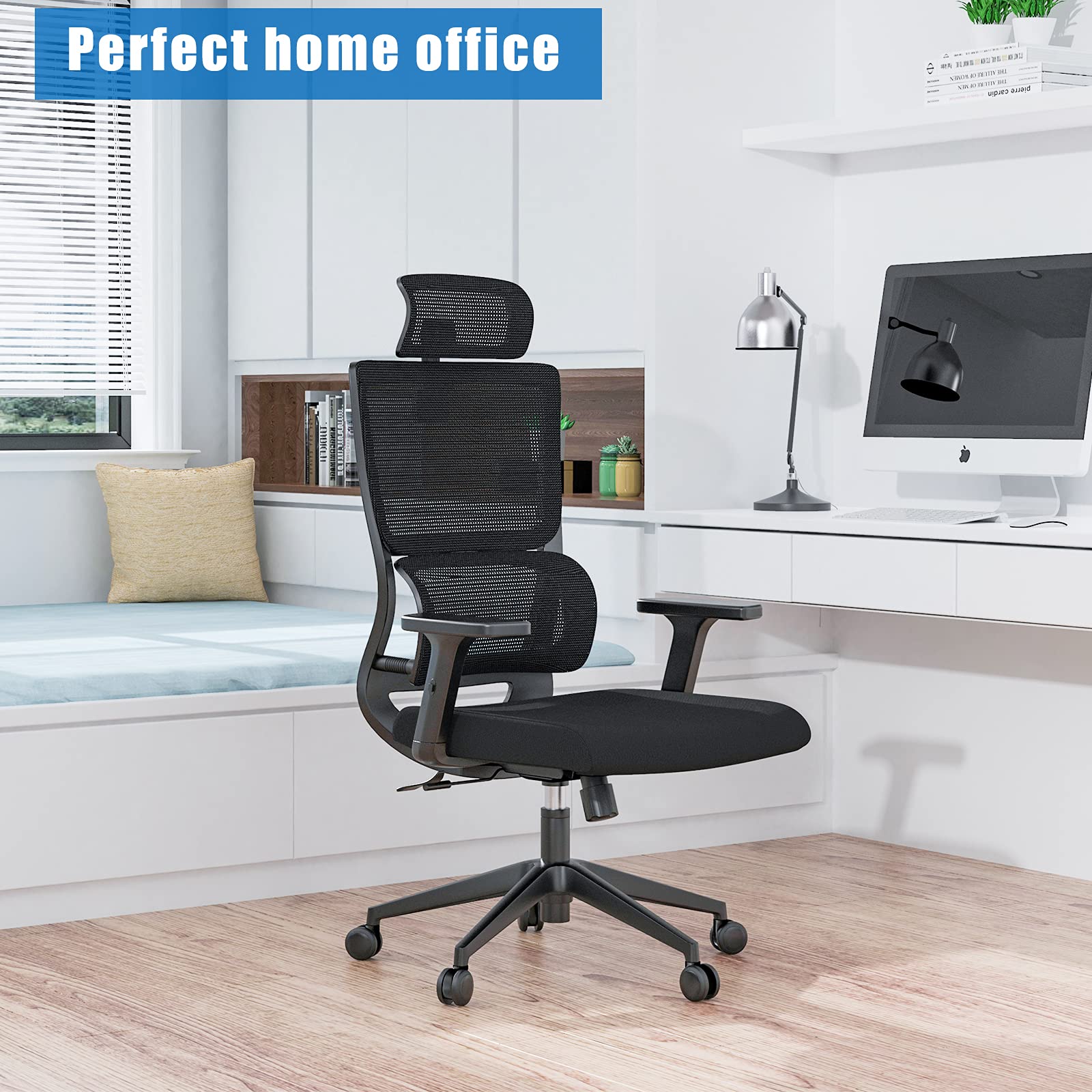 Premium Ergonomic Office Chair with Enhanced Lumbar Support & Adjustable Armrests - Breathable Mesh High Back Computer Desk Chair for Home & Office - Ideal for Long Work Hours, Gaming, and Remote Work Comfort