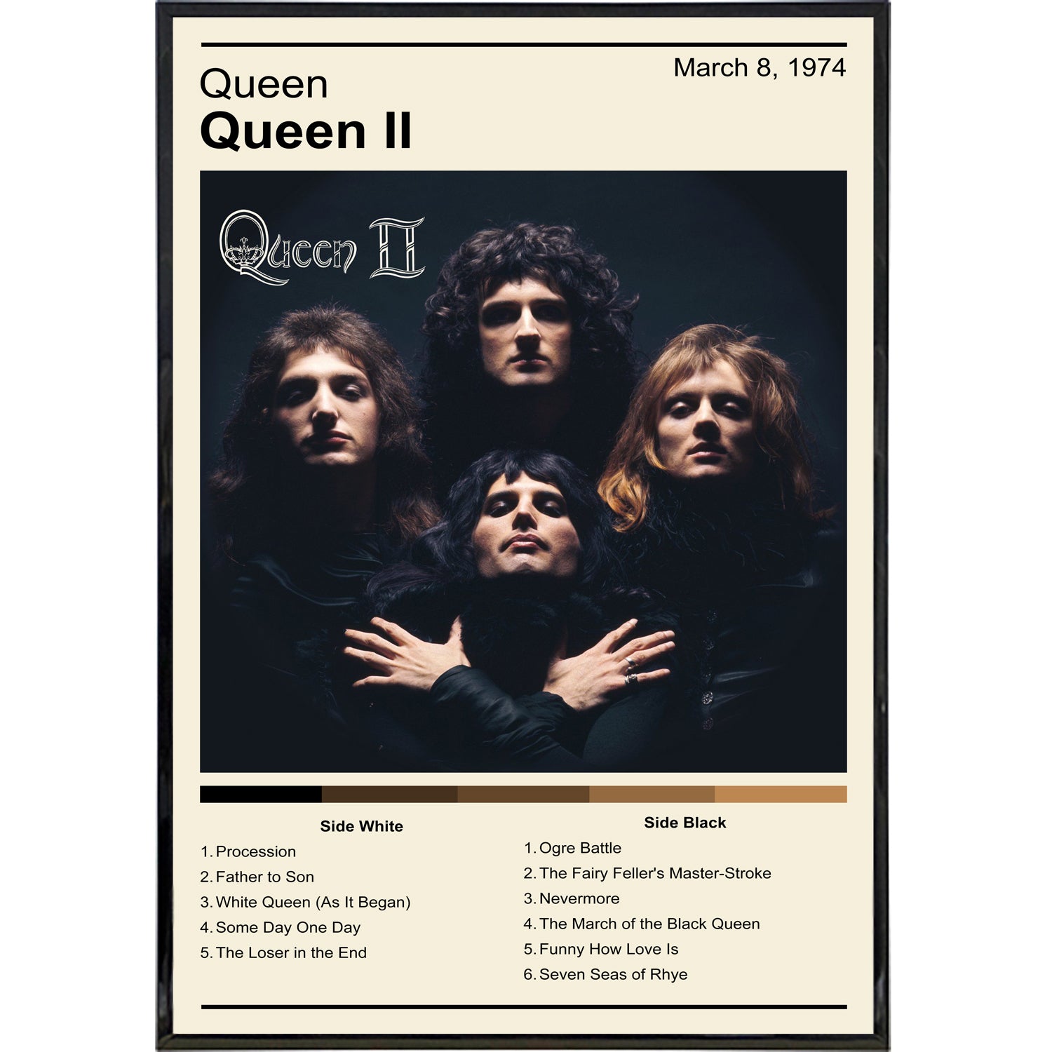 Queen II Album Print - Vintage Vinyl Record Poster - Perfect for Music Lovers & Queen Fans - Wall Art for Bedroom, Living Room, Music Studio Decor