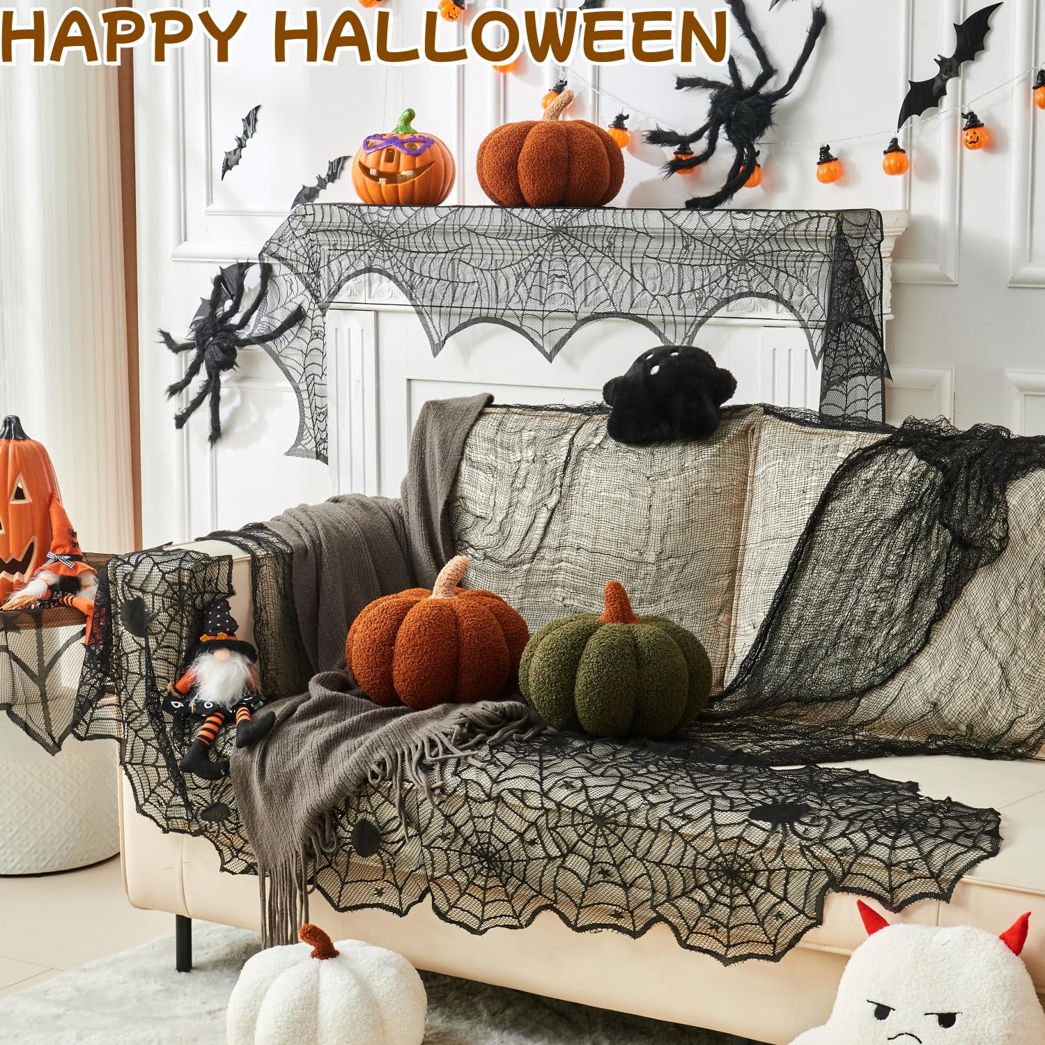 Halloween Pumpkin Throw Pillow Set of 2 - 11.8 x 6 Inch Fall Thanksgiving Cushions, Pumpkin Shaped Decorative Pillows for Sofa, Couch & Bedroom - Perfect for Autumn Decor, Thanksgiving & Halloween Home Decor