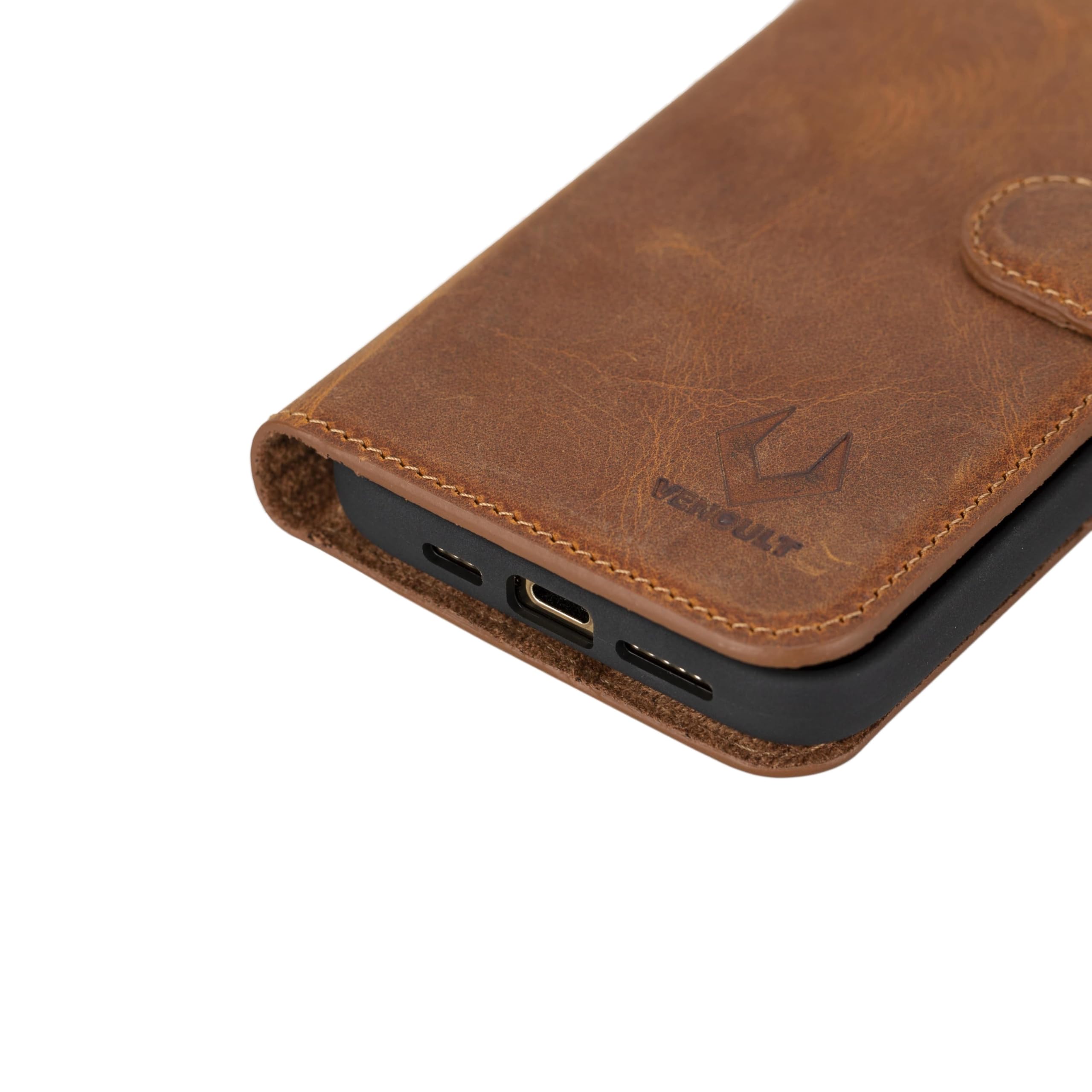 Premium Genuine Leather Magnetic Detachable Flip Case for iPhone 16 Pro Max (6.9