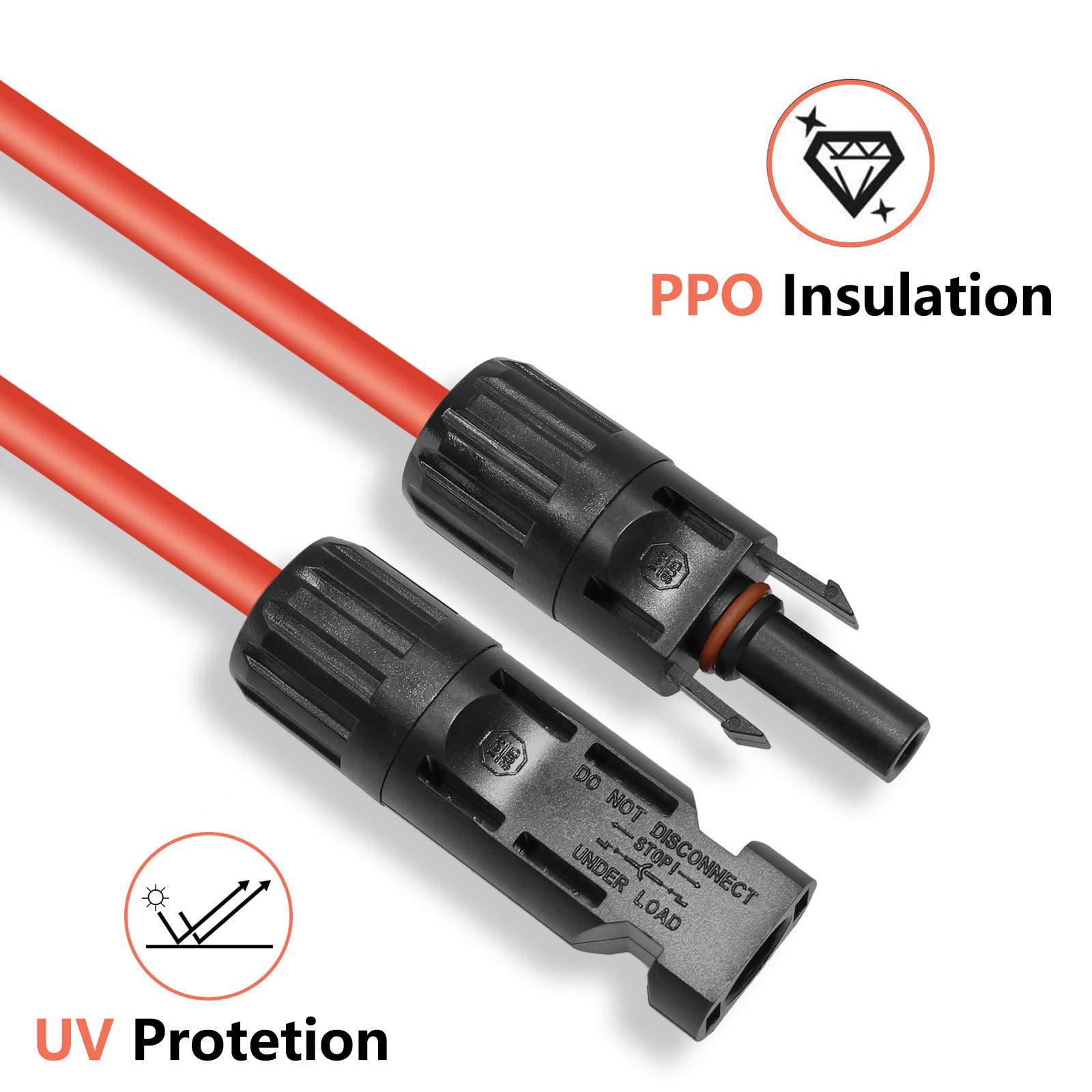 5FT Black and Red 12AWG (4mm²) Solar Panel Extension Cable with MC4 Connectors - Waterproof Solar Wire for RV, Boat, Off-Grid Systems (Set of 2) - Perfect for Solar Panel Connections and Power Extensions