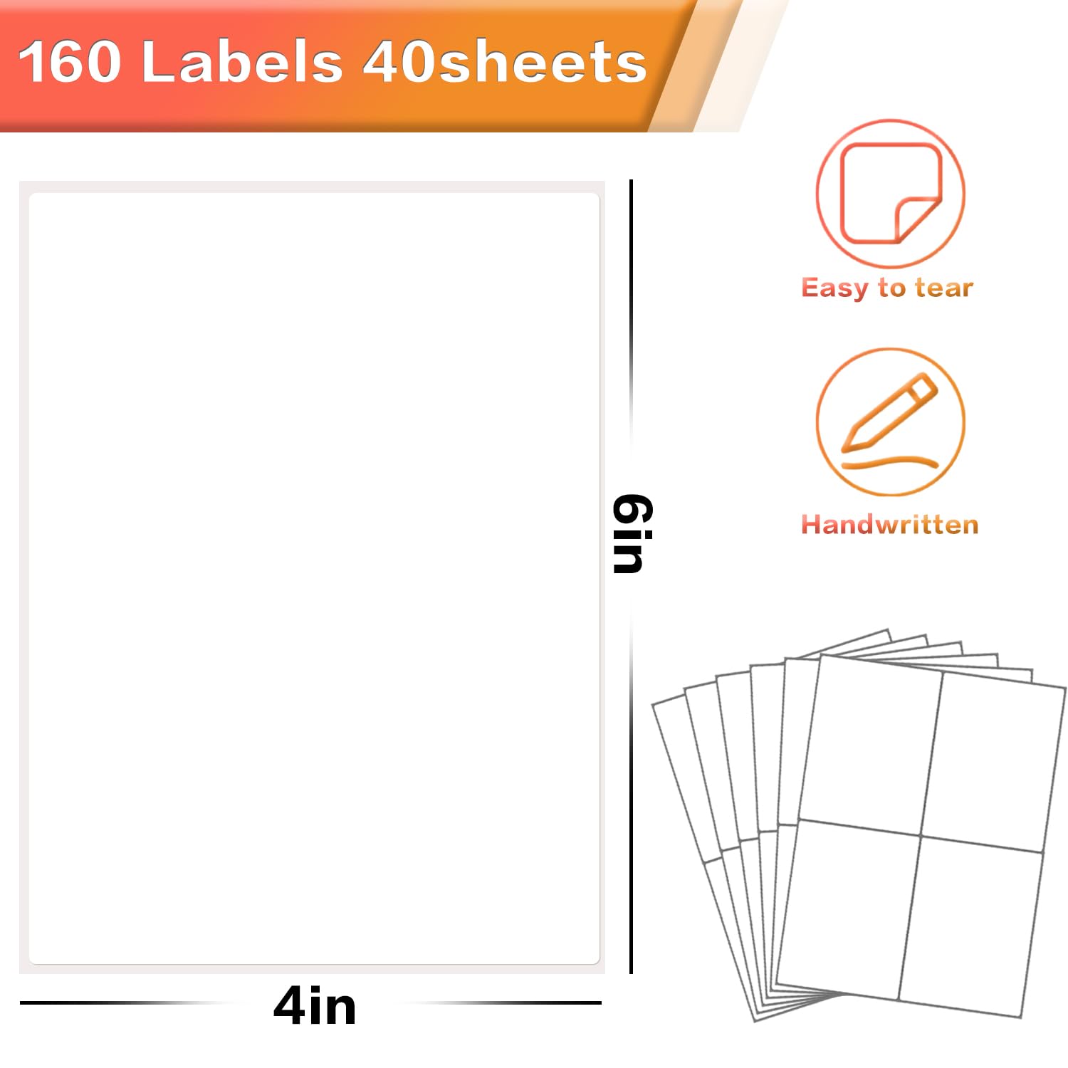 160 Pcs Removable Storage Bin Labels - 6x4 Inch Tear-Resistant Matte White Blank Box Labels for Home, School & Business Organization | No Residue | Perfect for Pantry, Garage & Office Storage Solutions