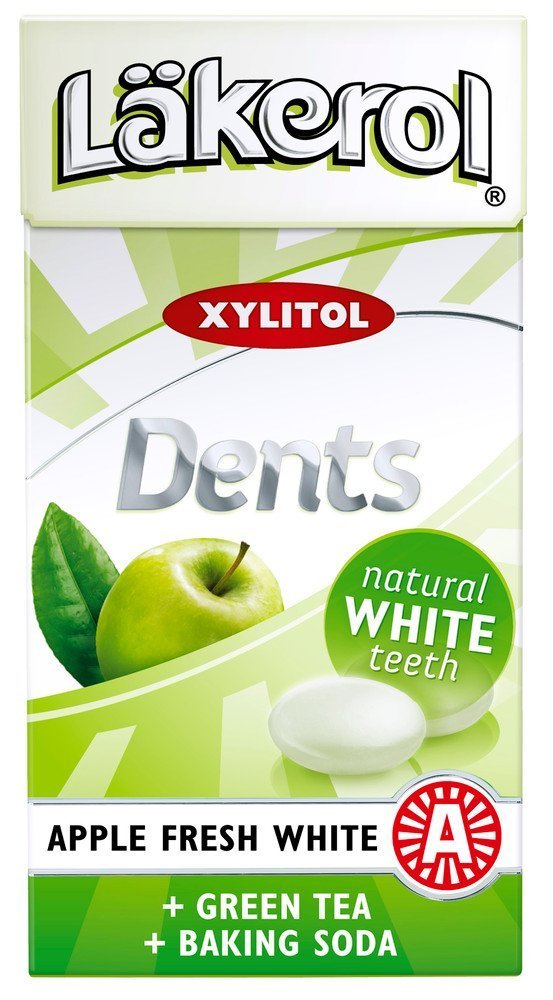 Läkerol Dents Apple Sugar-Free Pastilles - 4 Boxes x 36g | Natural Teeth Whitening | Swedish Xylitol Candy for Fresh Breath & Oral Care - Perfect for Office, Travel & Daily Use