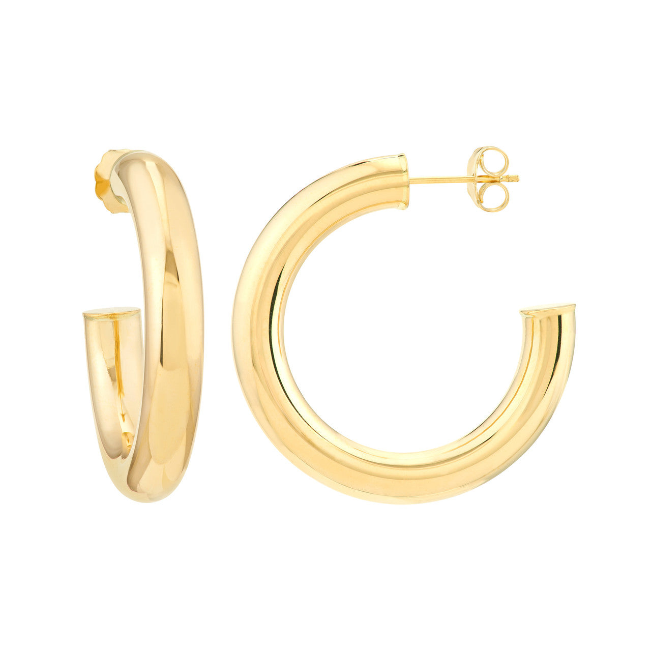 14K Yellow Gold 5x30mm Tube Hoop Earrings for Women - Dainty Minimalist Everyday Jewelry - Perfect for Work, Date Night & Special Occasions
