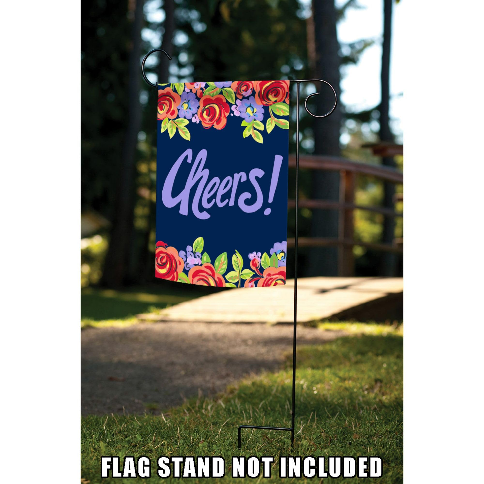 Toland Home Garden 12x18 Inch Double Sided Purple Floral Cheers Garden Flag - Outdoor Yard Decoration for House, Flower Beds & Patio Decor