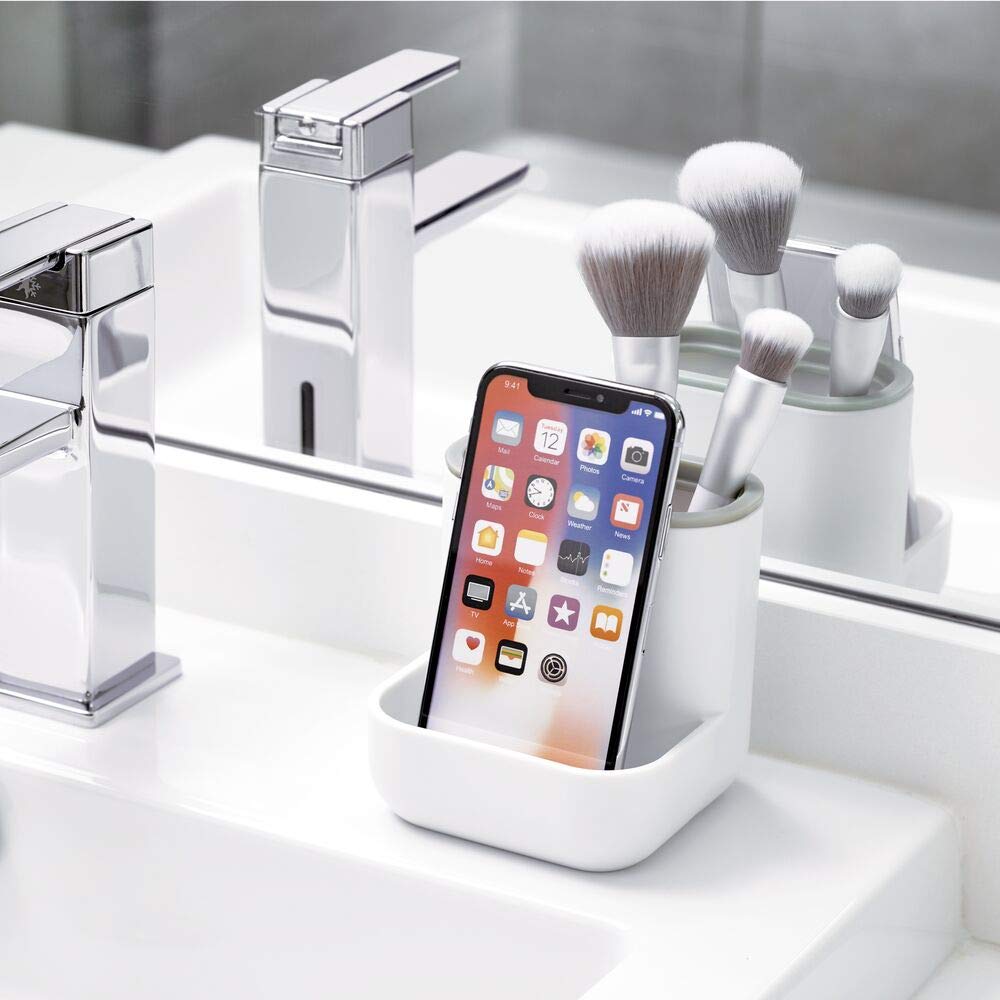 iDesign Cade Bathroom Countertop - White & Gray for Vanities & Desks