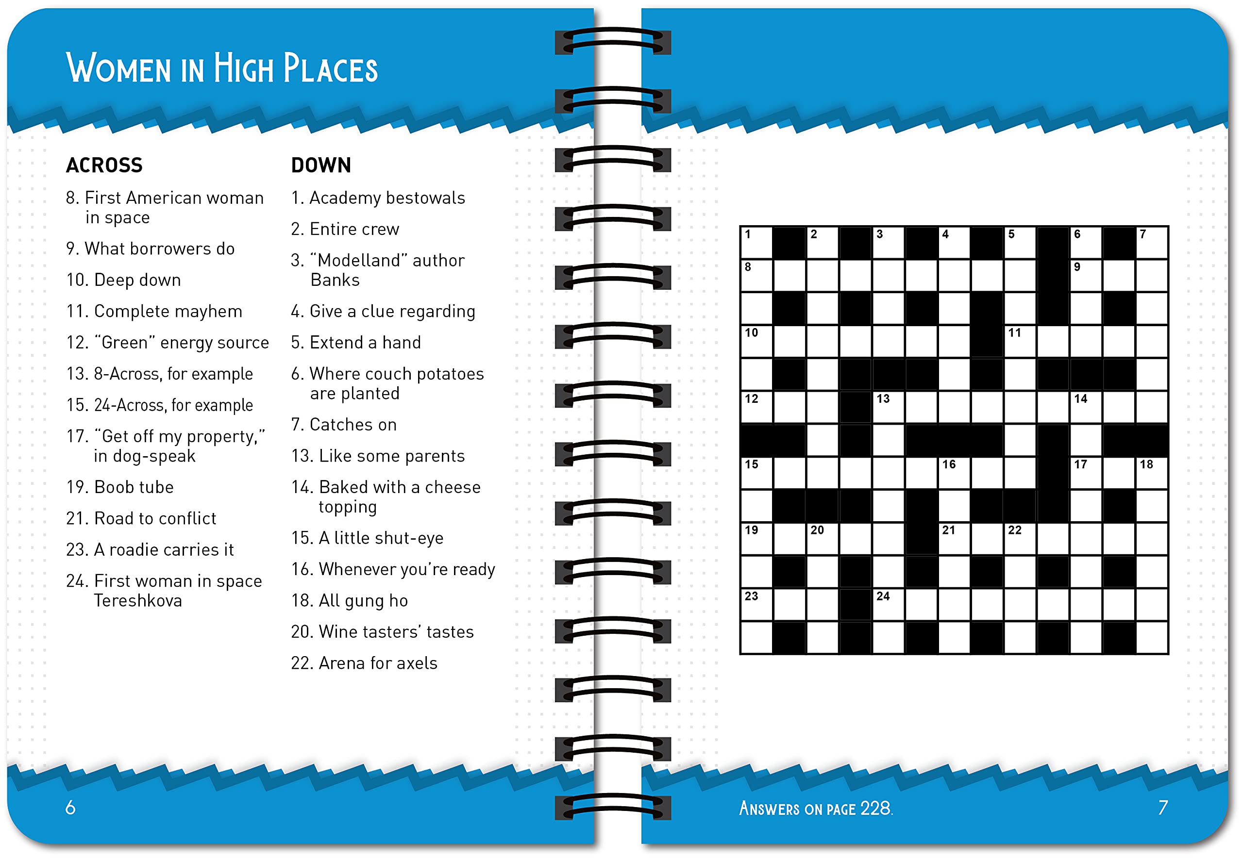 Brain Games - 10 Minute Crosswords Puzzle Book for Adults - Portable Travel & Office Entertainment | Improve Memory & Focus