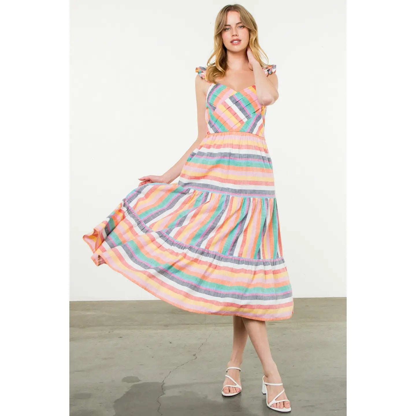 Delaney Striped Dress for Women - Flowy Summer Midi Dress with Pockets | Perfect for Beach, Vacation & Casual Outings
