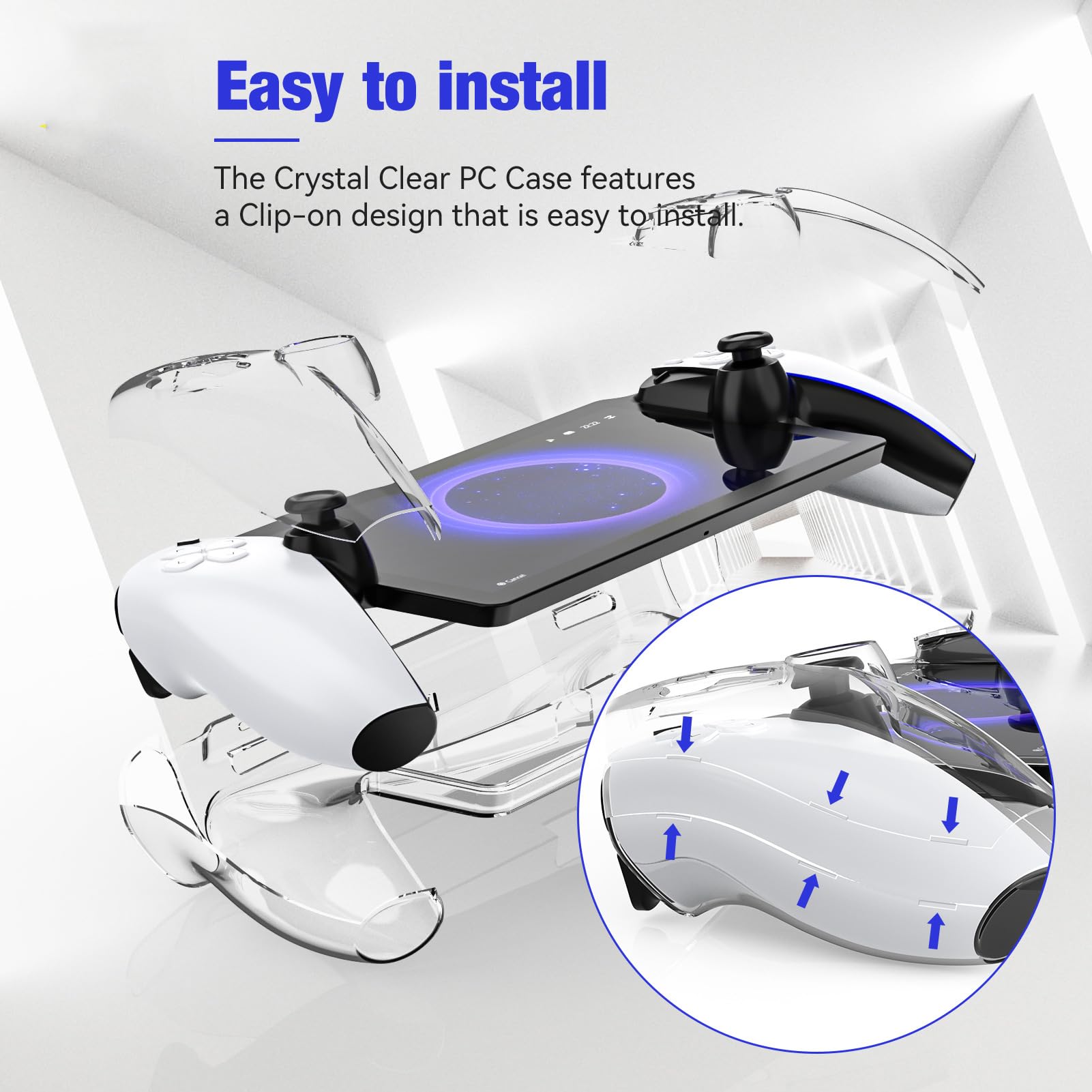 XBERSTAR Protective Case for PlayStation Portal Remote Player - PS5 Portal Cover with 6 Black Thumb Grip Caps, Compatible with Sony PS5 Portal (PC Cover + Thumb Grips) - Perfect for Gaming, Travel & Storage Protection