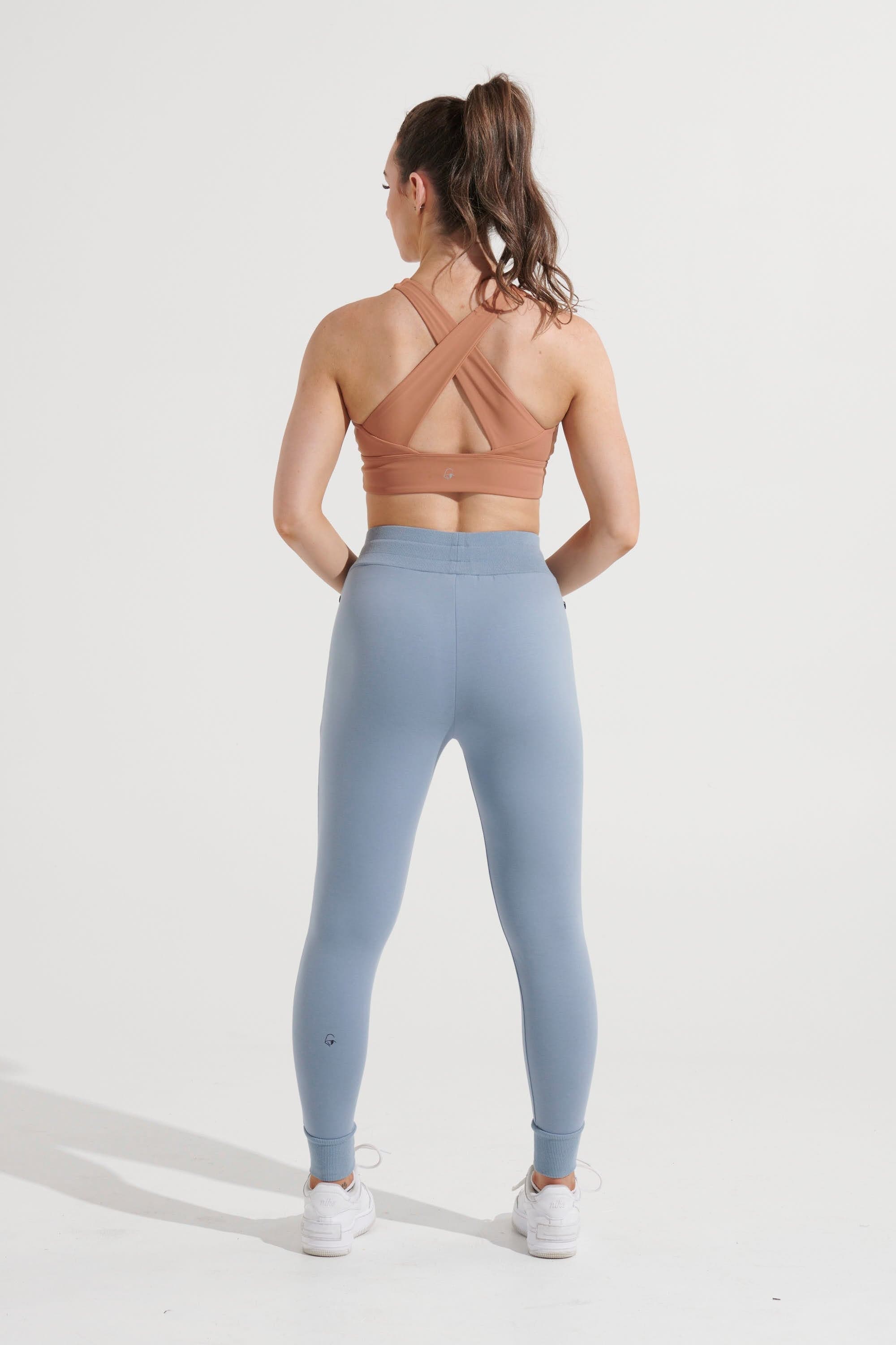 Intrepid Athlete Women's High-Performance Inside Track Pants - Light Blue | Moisture-Wicking & Stretchy Workout Leggings for Running, Yoga & Gym