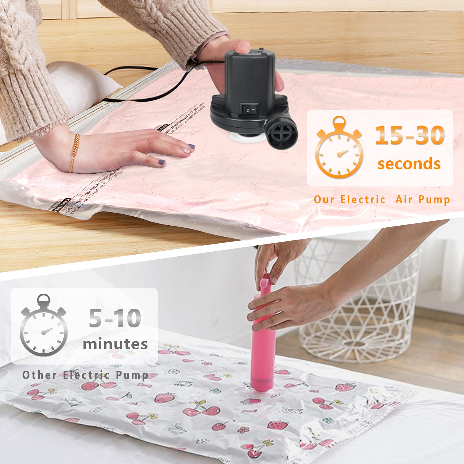 BRIAN & DANY Vacuum Storage Bags with Electric Pump - 12 Pack (4 Jumbo, 4 Large, 4 Medium) Space Saver Bags for Clothes, Bedding & Mattress Storage | Compact Organizer for Travel, Seasonal Clothes & Home Organization