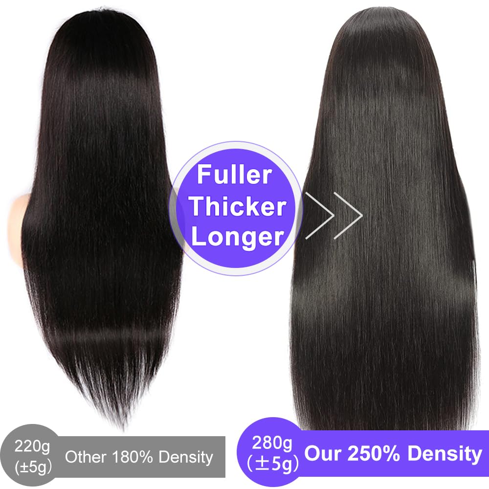 ALI PANDA 250% Density 30 Inch 13x6 HD Lace Front Wig - 100% Human Hair Straight Glueless Wig with Pre-Plucked Hairline & Baby Hair for Black Women | Perfect for Daily Wear, Special Occasions & Protective Styling