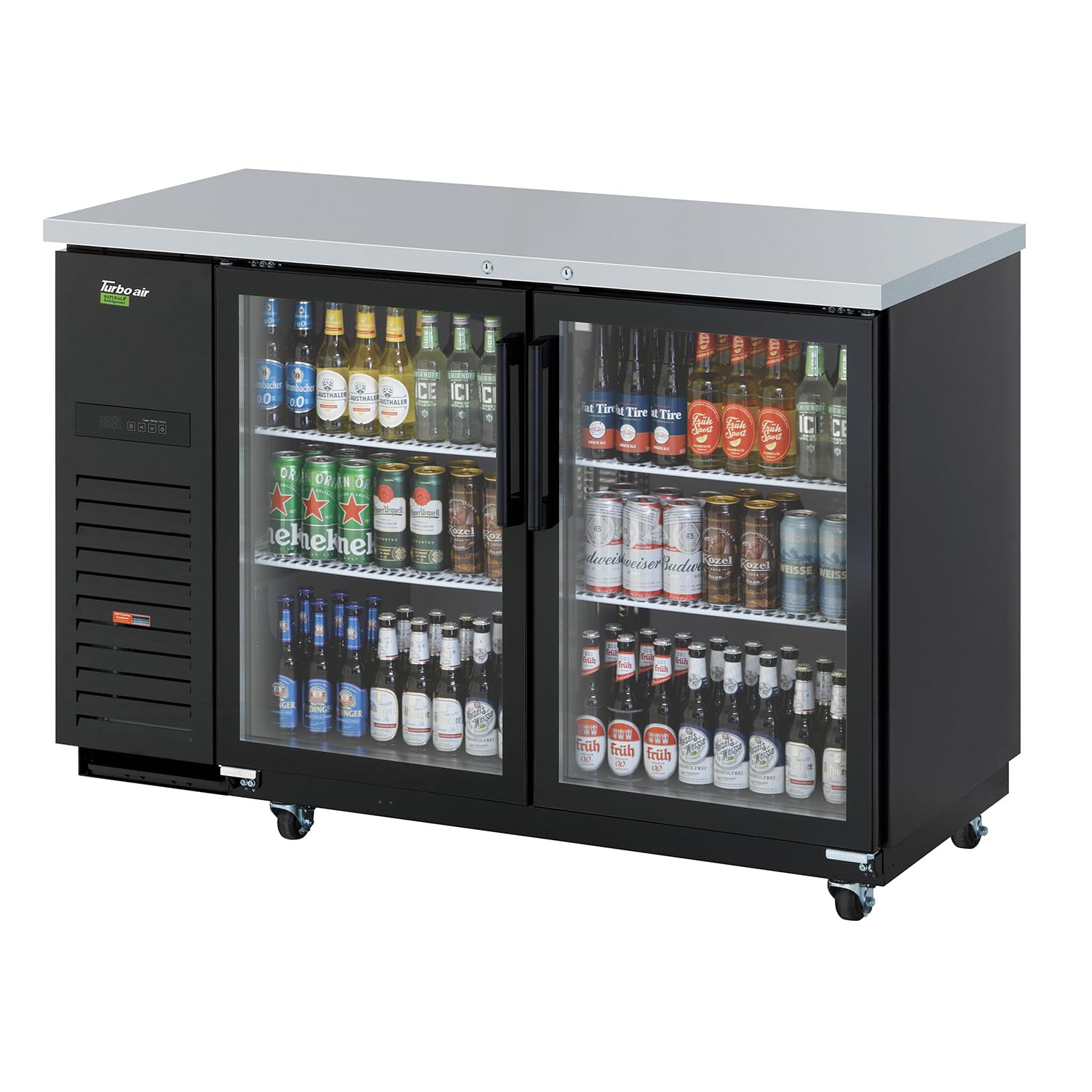 Turbo Air TBB-2SG 58 Inch Commercial 2 Glass Door Back Bar Beverage Cooler Refrigerator - Perfect for Bars, Restaurants, and Convenience Stores