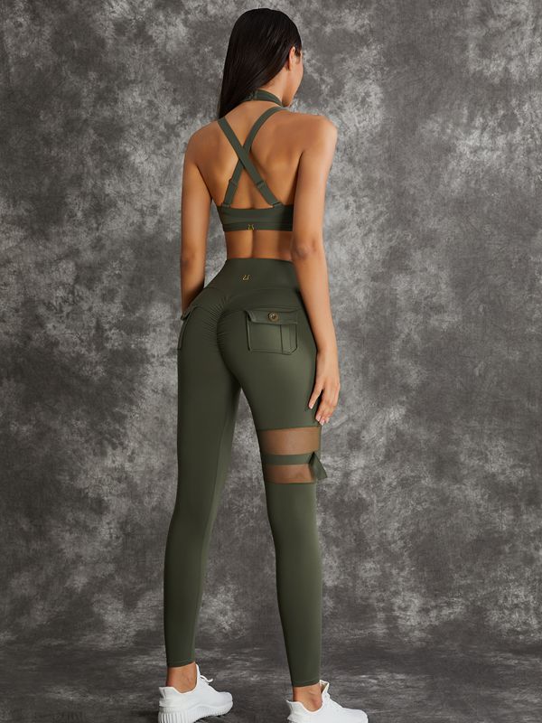 ZASUWA Women's High Waisted Scrunch Butt Lifting Leggings - Sexy Cut Out Mesh Pocket Yoga Pants for Workout, Gym & Running