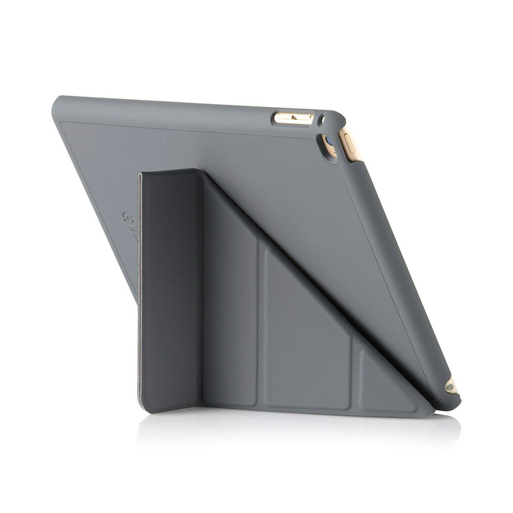 PIPETTO Origami iPad Case for iPad Air 2 - 5-in-1 Multi-Angle Stand with Auto Sleep/Wake Function, Dark Grey - Perfect for Work, Study, and Entertainment