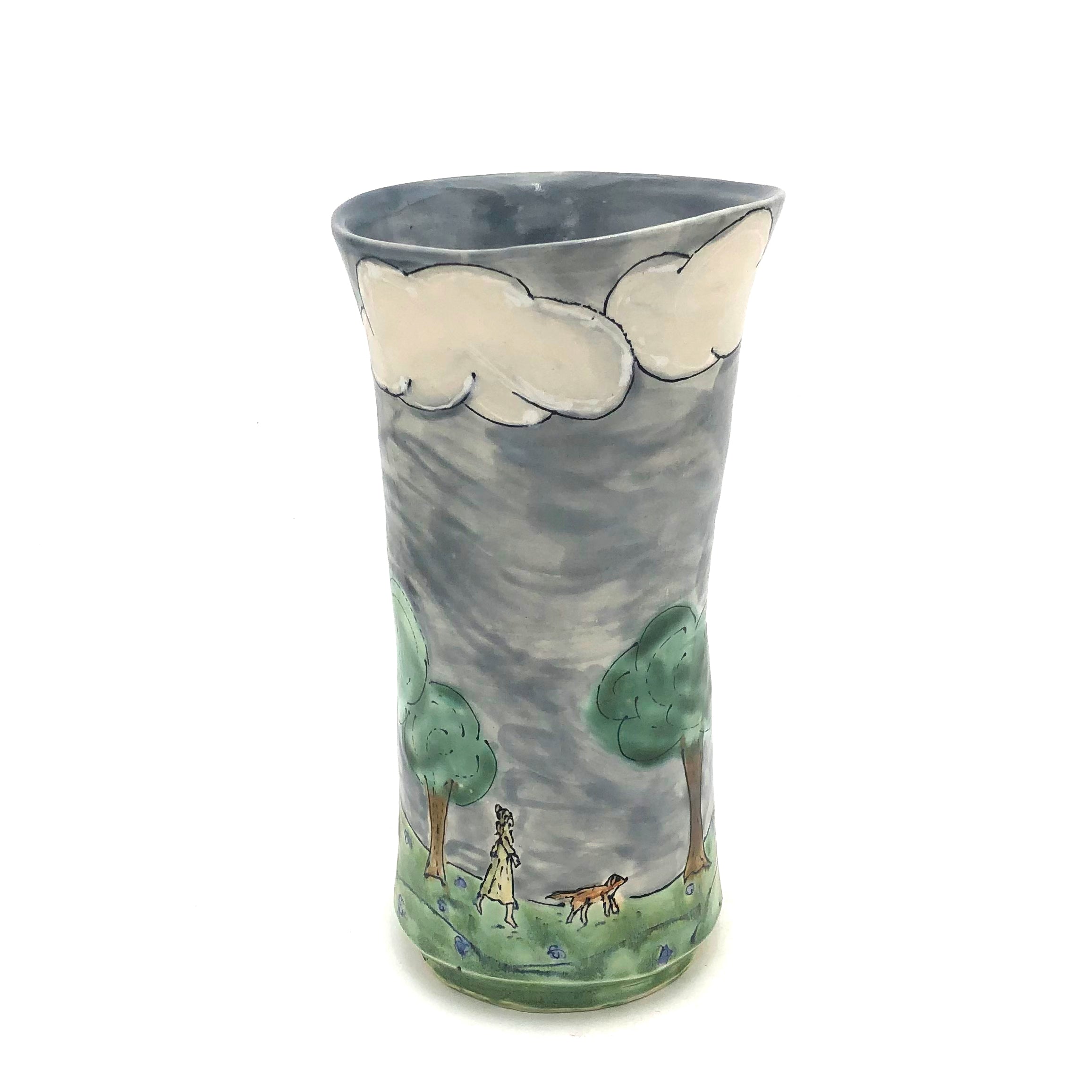 Handpainted Porcelain Vase - Sullivan FF Wandering Cloud Design | Elegant Home Decor for Living Room, Bedroom & Office