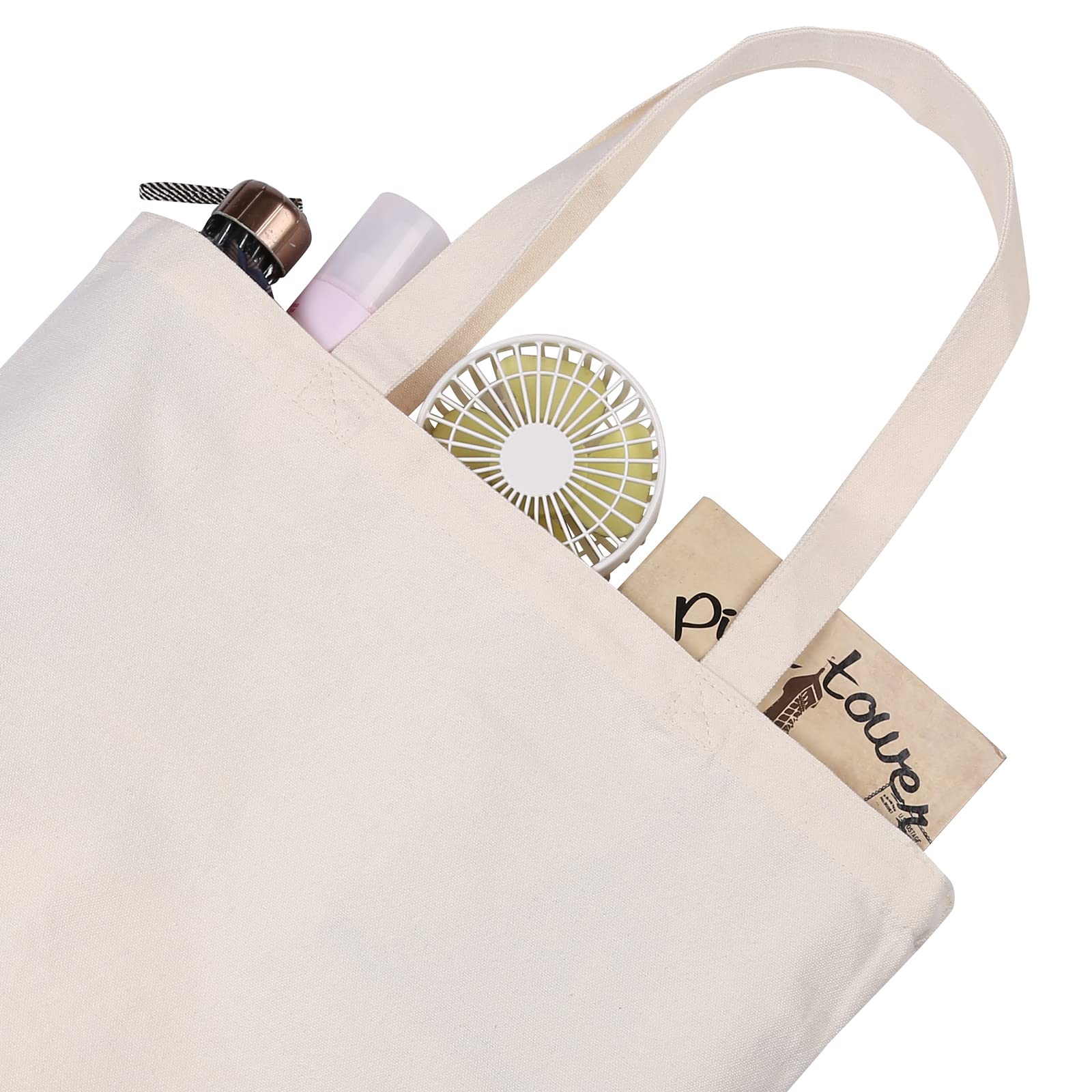 LAIGOO 2-Pack Large Plain Canvas Tote Bags with Sturdy Handles - 17.7 x 15 Inch Reusable Grocery Shopping Bags - Eco-Friendly Cotton Carryall for Groceries, Beach, Work & Daily Use