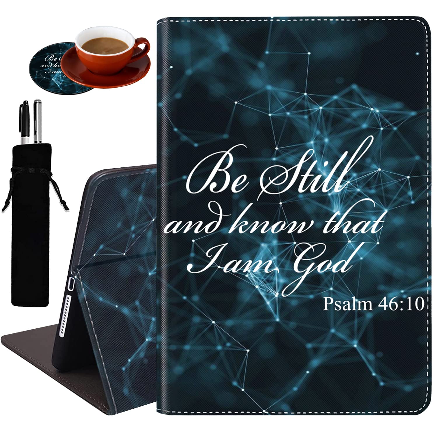 iPad Air 5th Gen (2022) / iPad Air 4 (2020) / iPad Pro 11 (2018) Case with Adjustable Stand, Auto Wake/Sleep Smart Cover & Pen Holder - Bible Verse Psalm 46:10 Design - Perfect for Work, Study & Travel