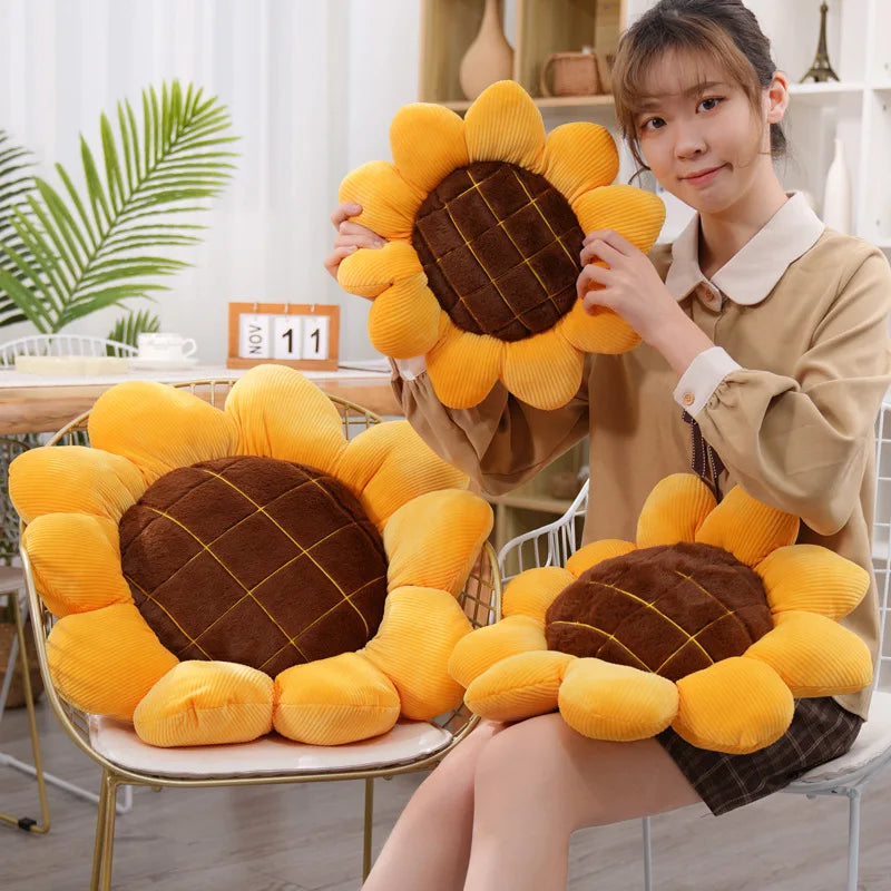 40cm Cute Sunflower Plush Pillow - Soft Stuffed Cushion for Sofa, Bed, Floor Mat - Home Decor & Cozy Gift for Women, Girls (Perfect for Living Room, Bedroom, Dorm Relaxation)