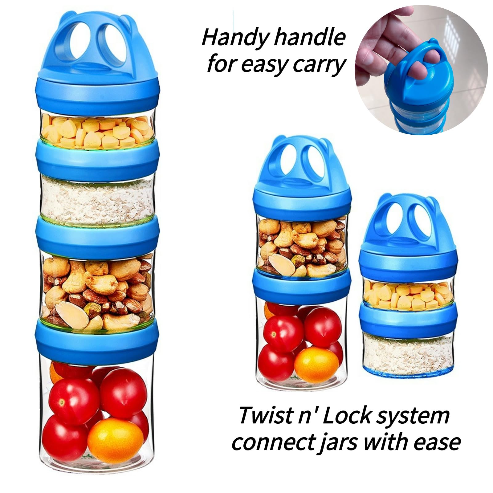 Stackable Food Storage Containers - Airtight, BPA-Free for Snacks & Powder | Kitchen & Travel