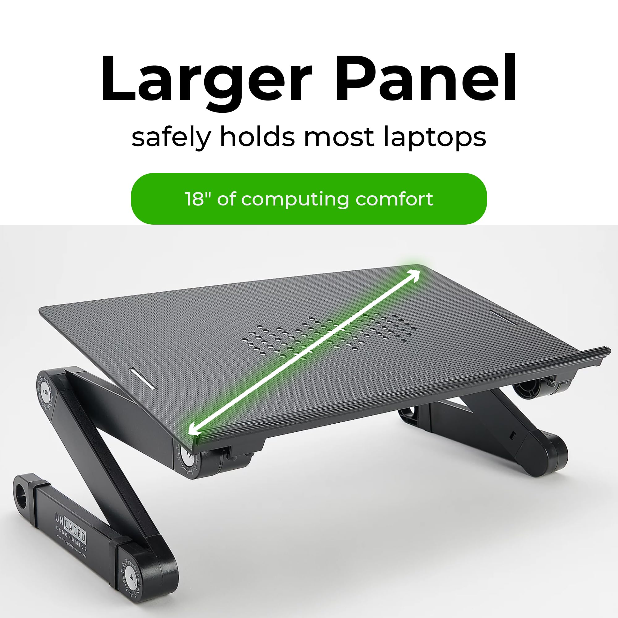 WorkEZ BEST Adjustable Laptop Stand for Desk - Portable & Foldable Ergonomic Computer Stand with Height Adjustment & Cooling Features (XL-Blue) - Perfect for Home Office, Gaming & Workspace Setup