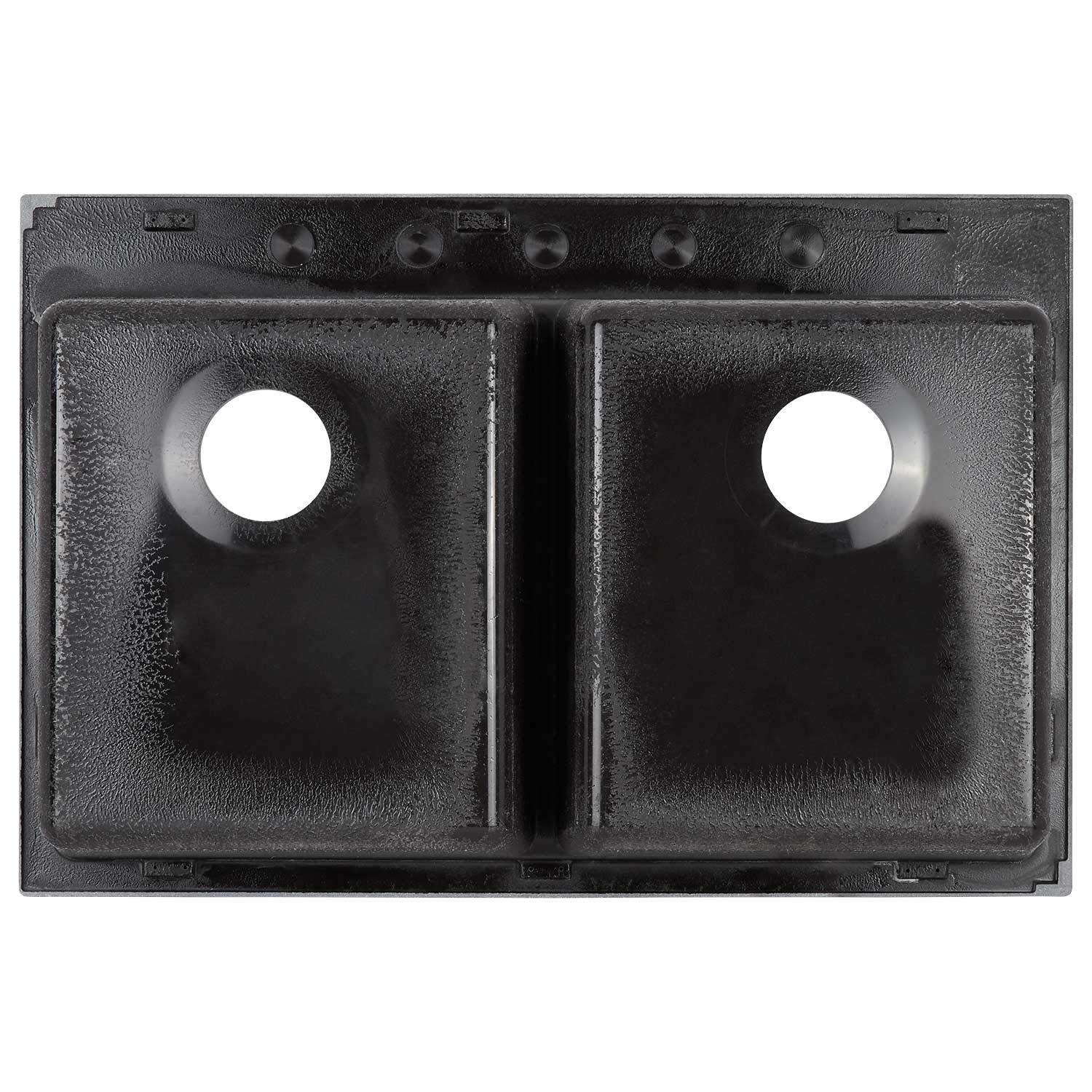 Signature Hardware 441670 Algren 33-Inch Drop-In Double Basin Granite Composite Kitchen Sink - Black, Perfect for Modern Farmhouse & Contemporary Kitchen Remodels