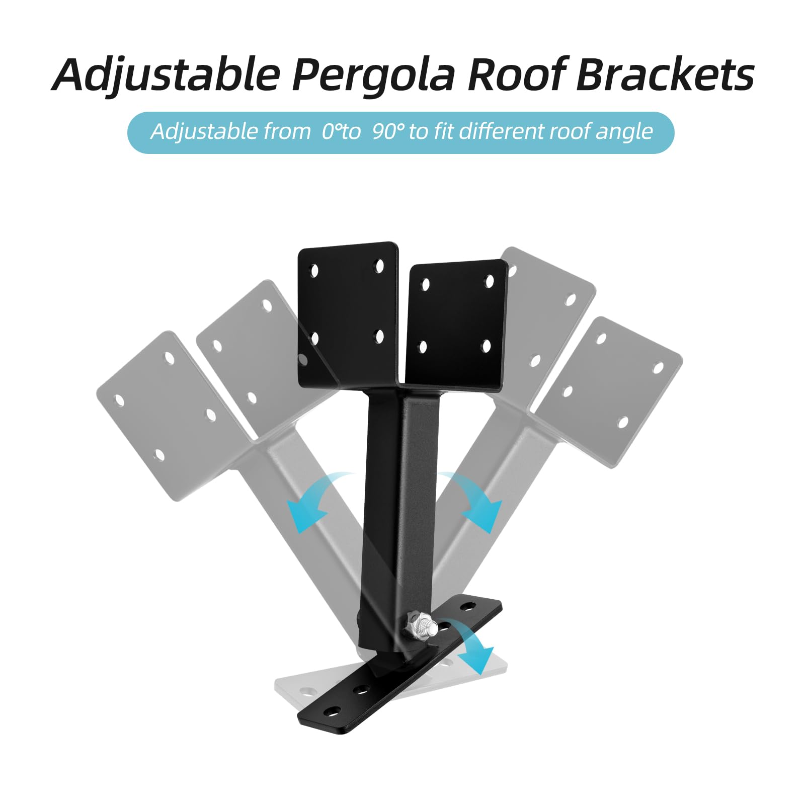 3 Pack Heavy Duty Adjustable Pergola Roof Riser Brackets Kit - Fits 4×4 Wood Beams for Patio Covers, Gazebos & Outdoor Structures - Perfect for DIY Backyard Pergola Installation & Wooden Deck Roof Support